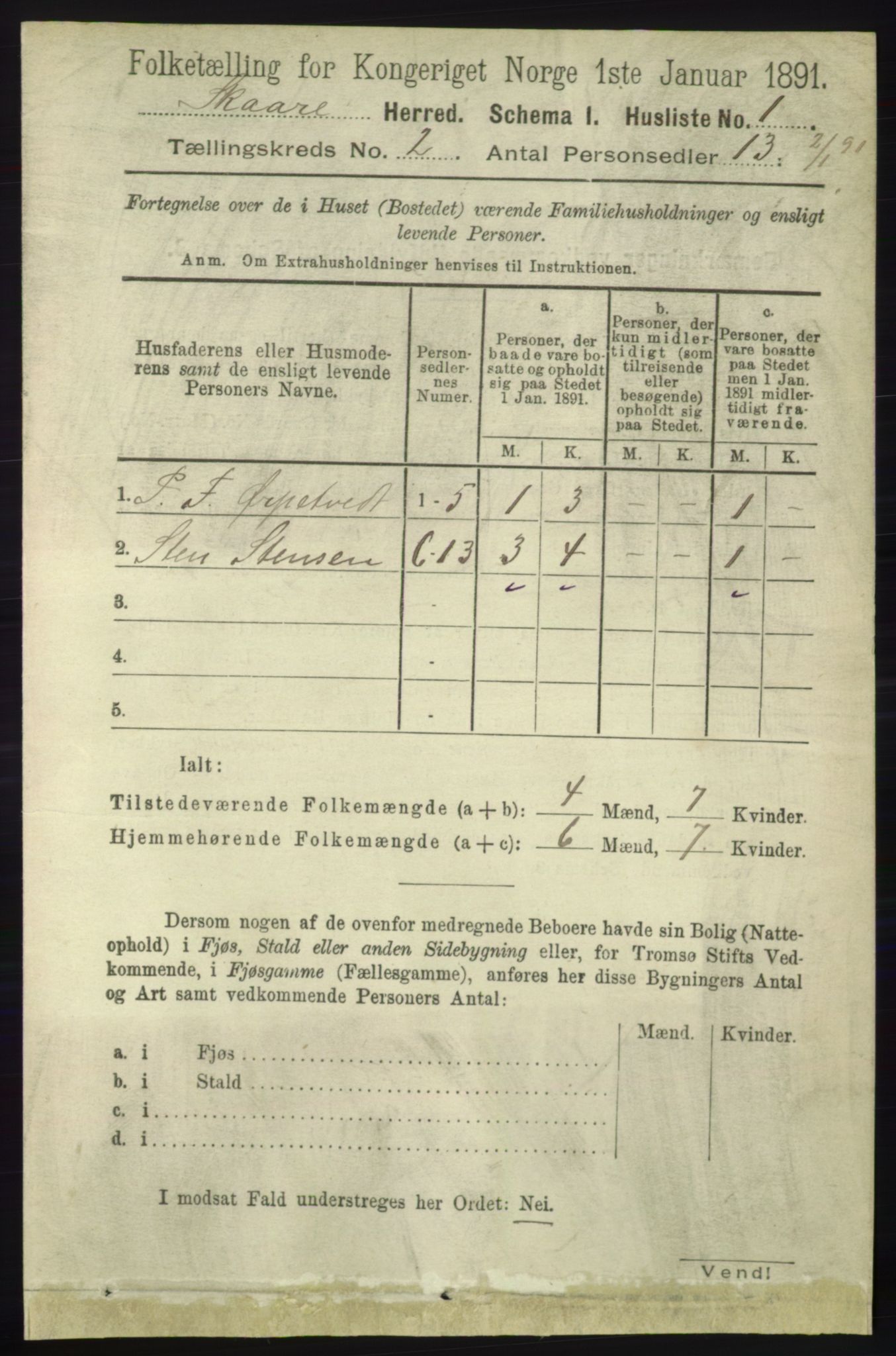 RA, 1891 census for 1153 Skåre, 1891, p. 690