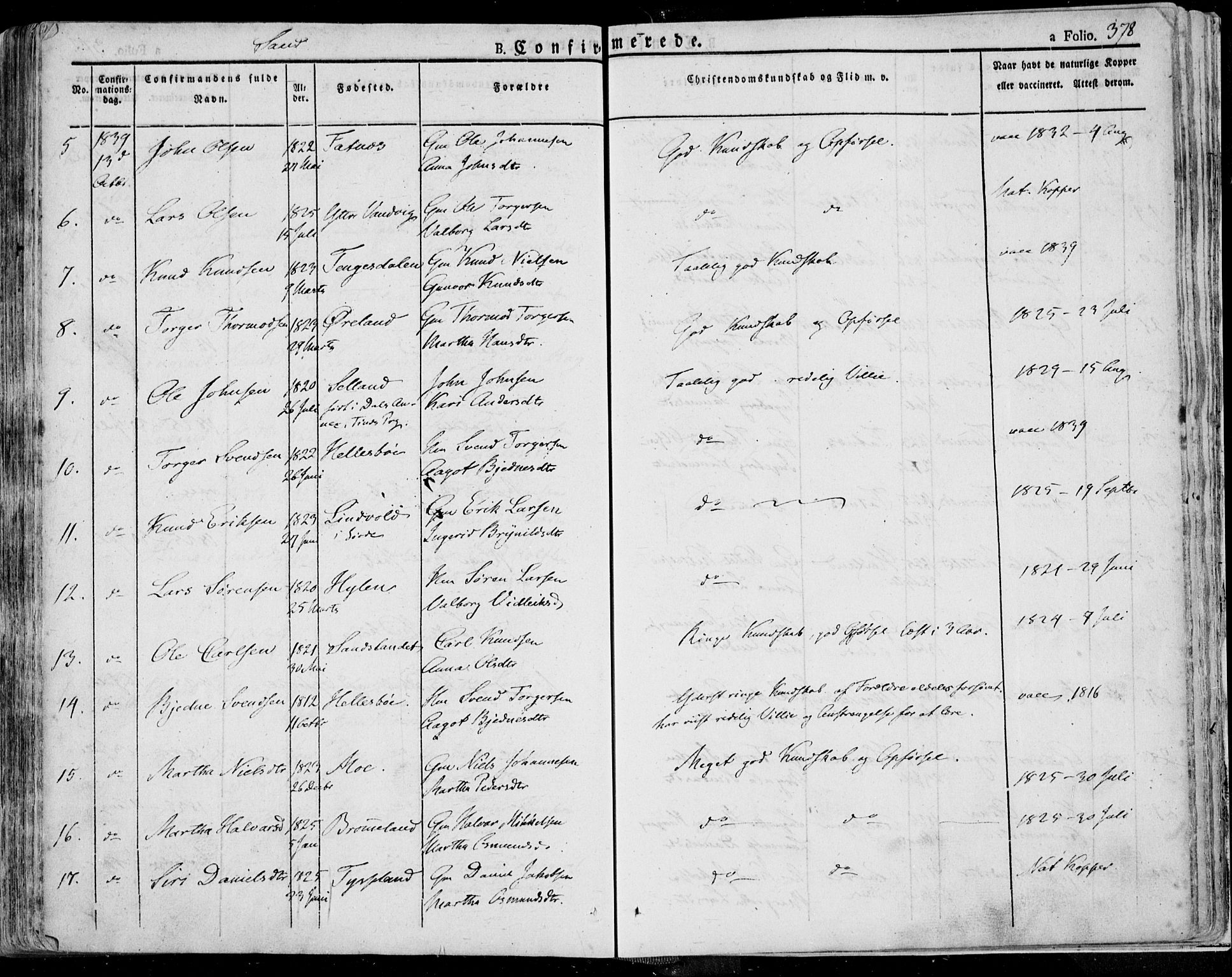 Jelsa sokneprestkontor, SAST/A-101842/01/IV: Parish register (official) no. A 6.1, 1828-1853, p. 378