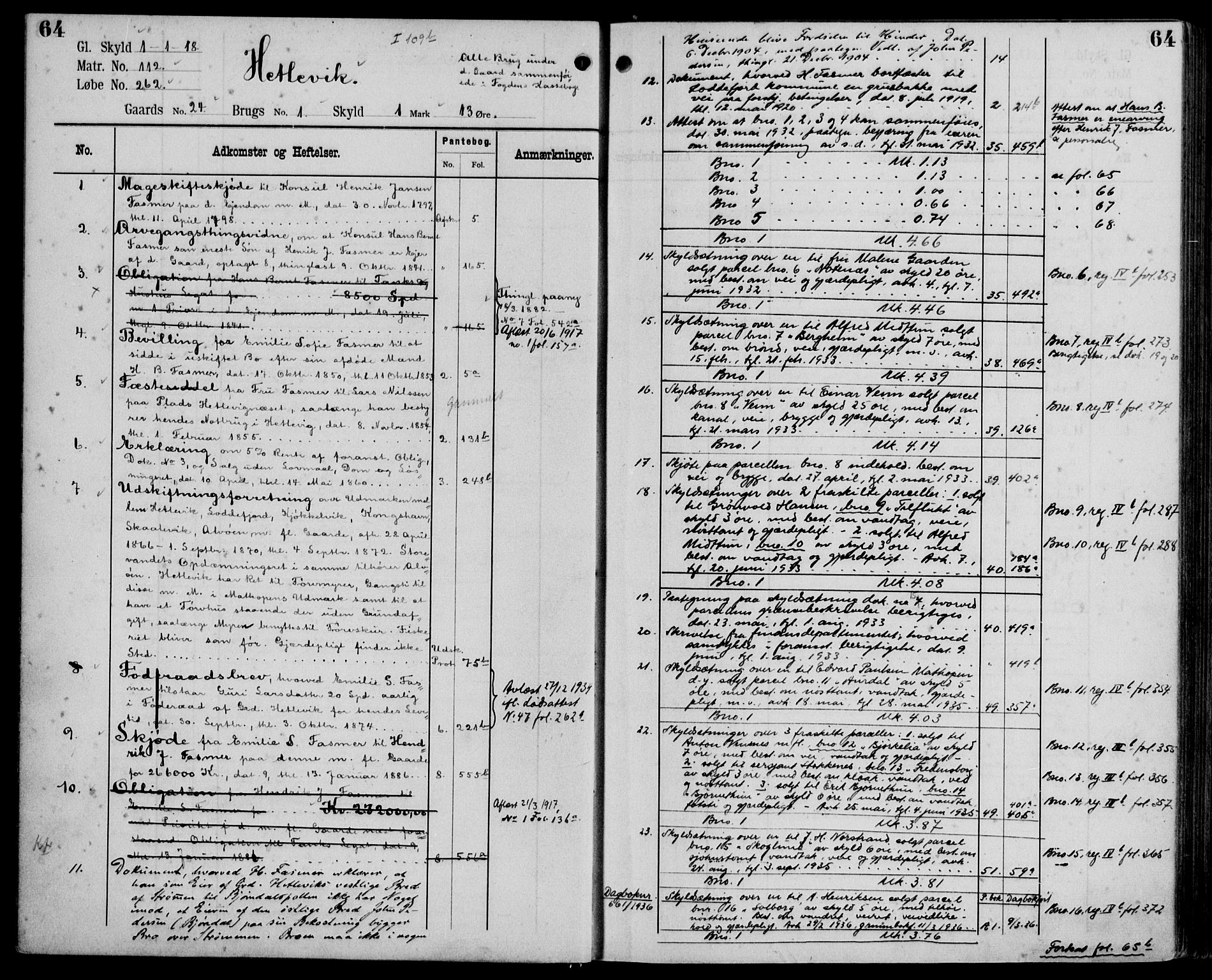 Midhordland sorenskriveri, AV/SAB-A-3001/1/G/Ga/Gab/L0106: Mortgage register no. II.A.b.106, p. 64