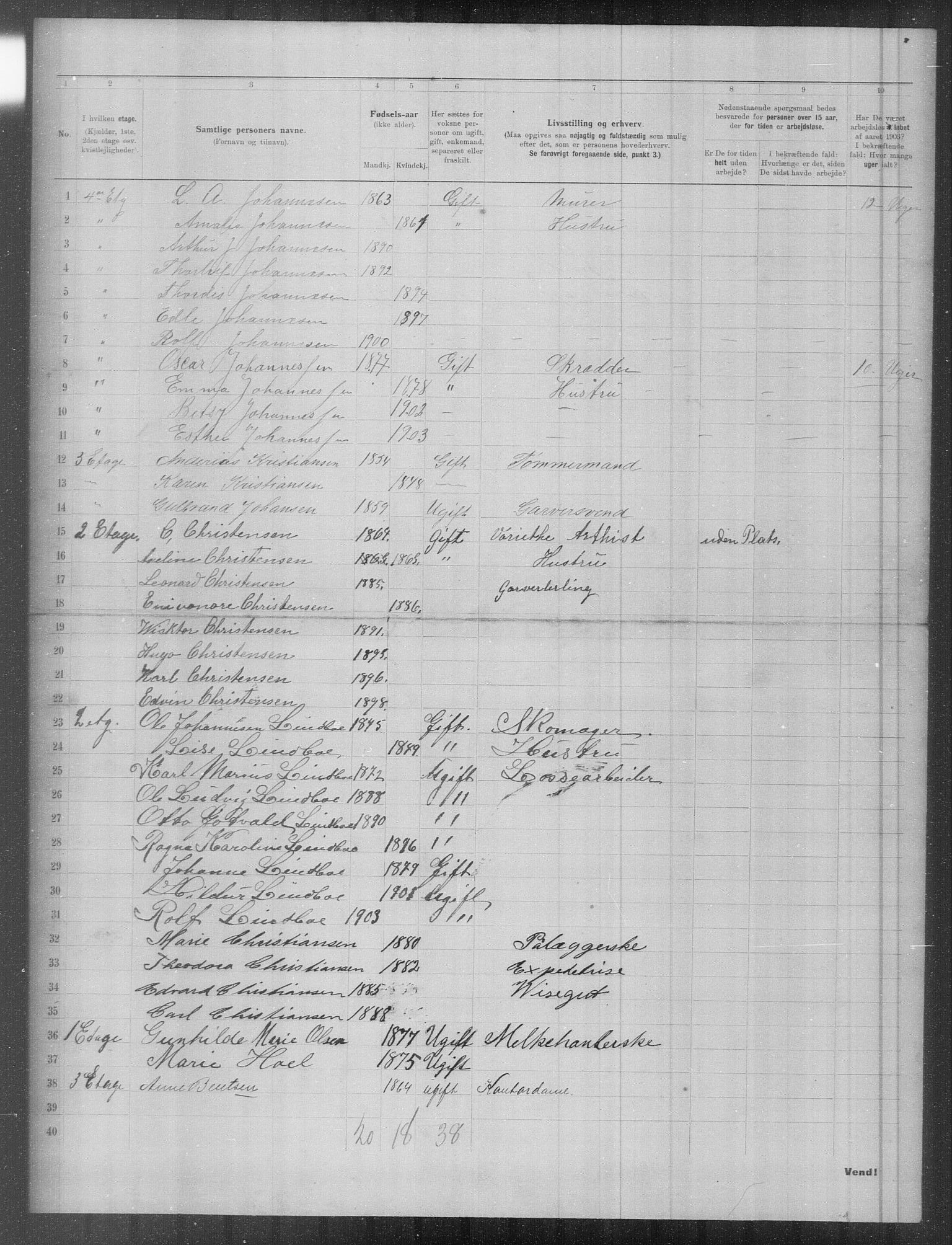 OBA, Municipal Census 1903 for Kristiania, 1903, p. 7833