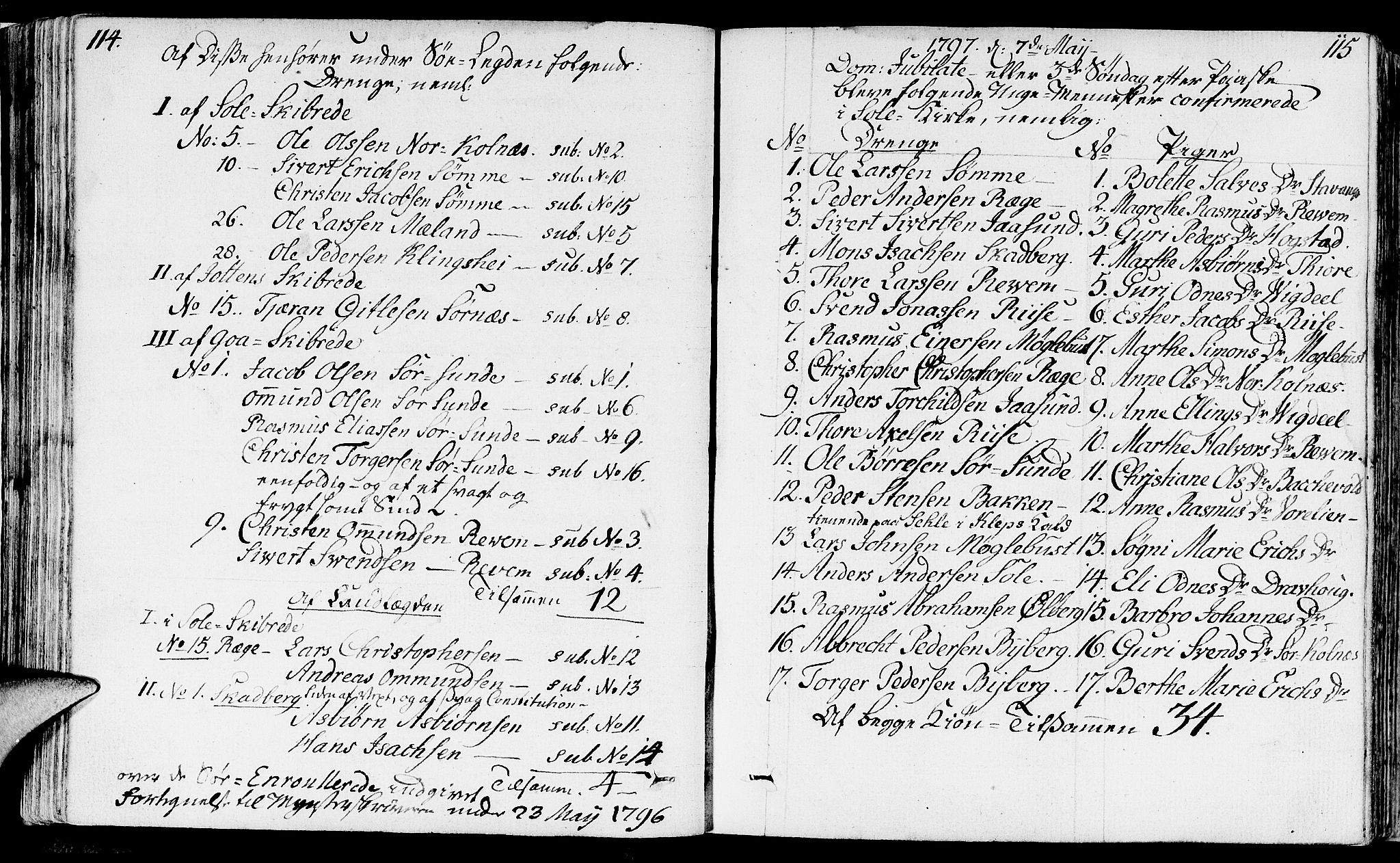 Håland sokneprestkontor, SAST/A-101802/001/30BA/L0003: Parish register (official) no. A 3, 1794-1815, p. 114-115