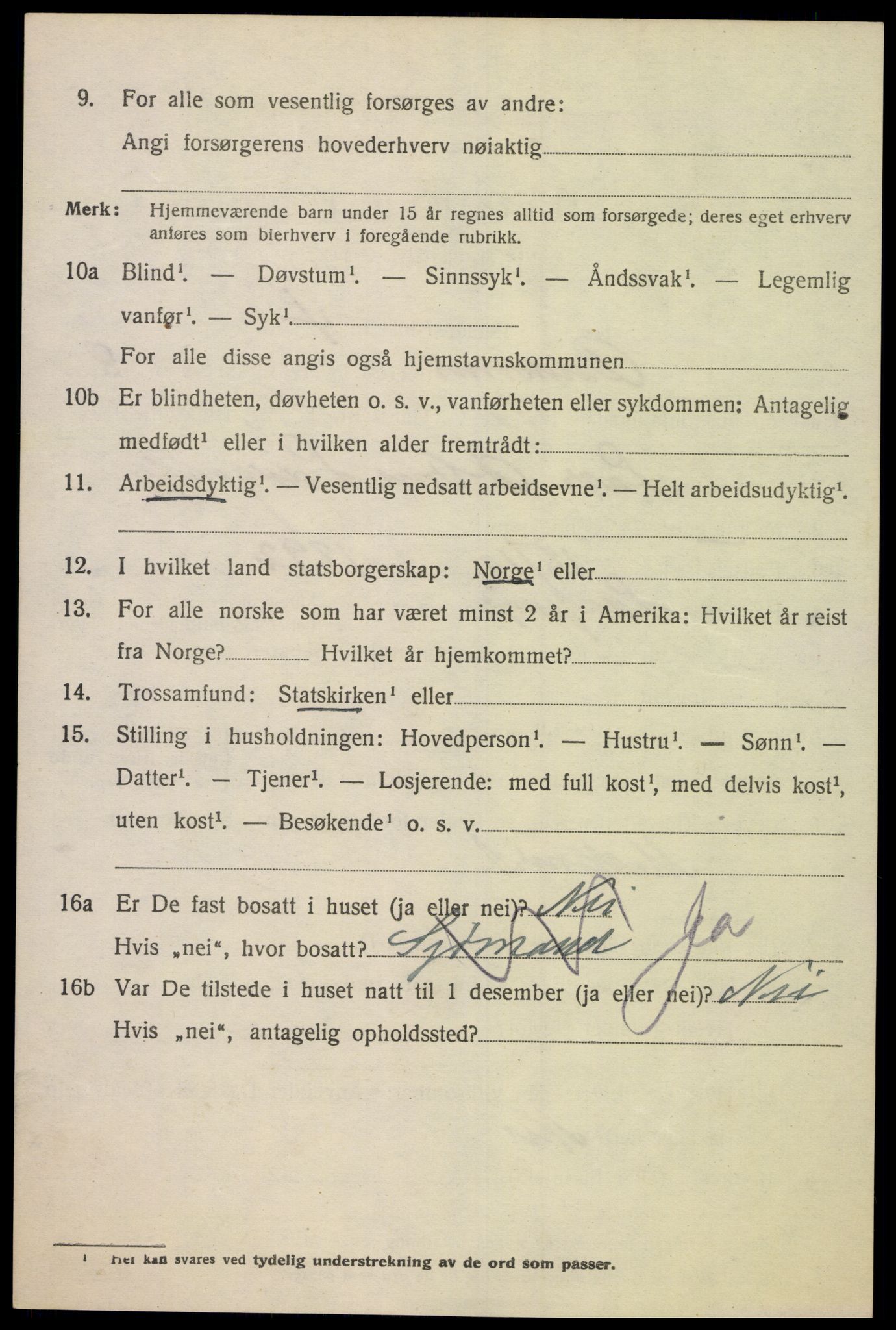 SAK, 1920 census for Oddernes, 1920, p. 5574