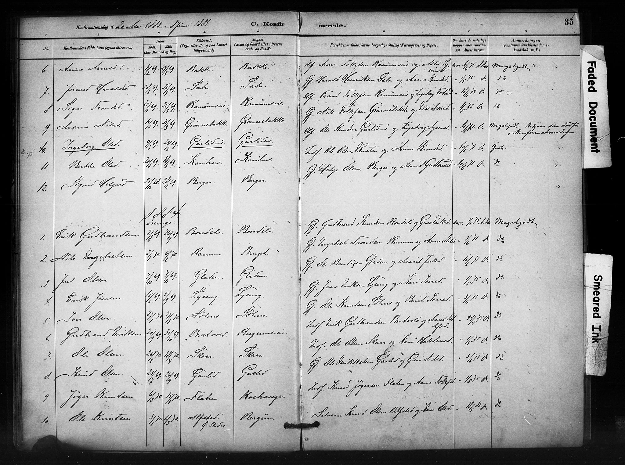 Nord-Aurdal prestekontor, AV/SAH-PREST-132/H/Ha/Haa/L0012: Parish register (official) no. 12, 1883-1895, p. 35