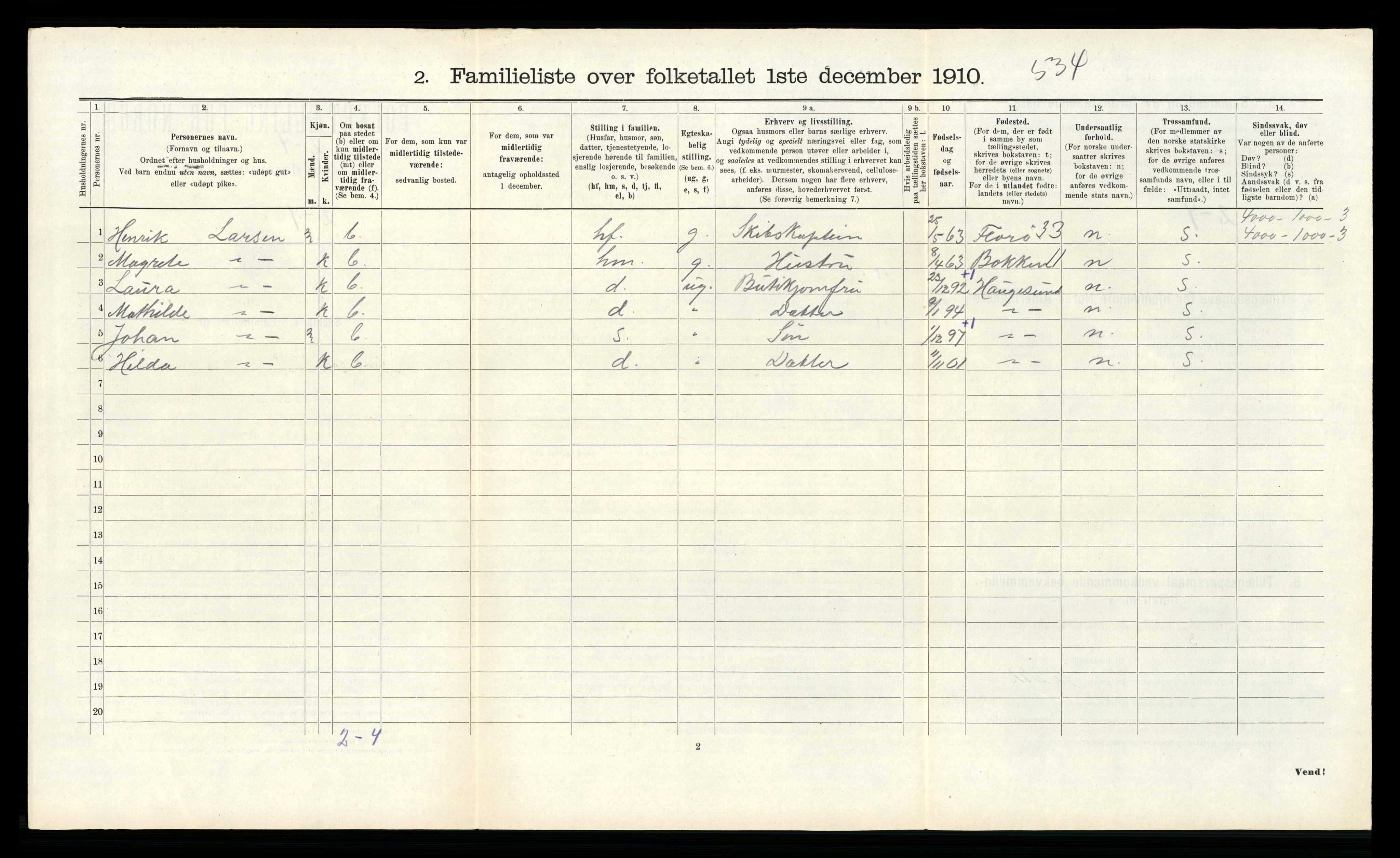 RA, 1910 census for Haugesund, 1910, p. 4989