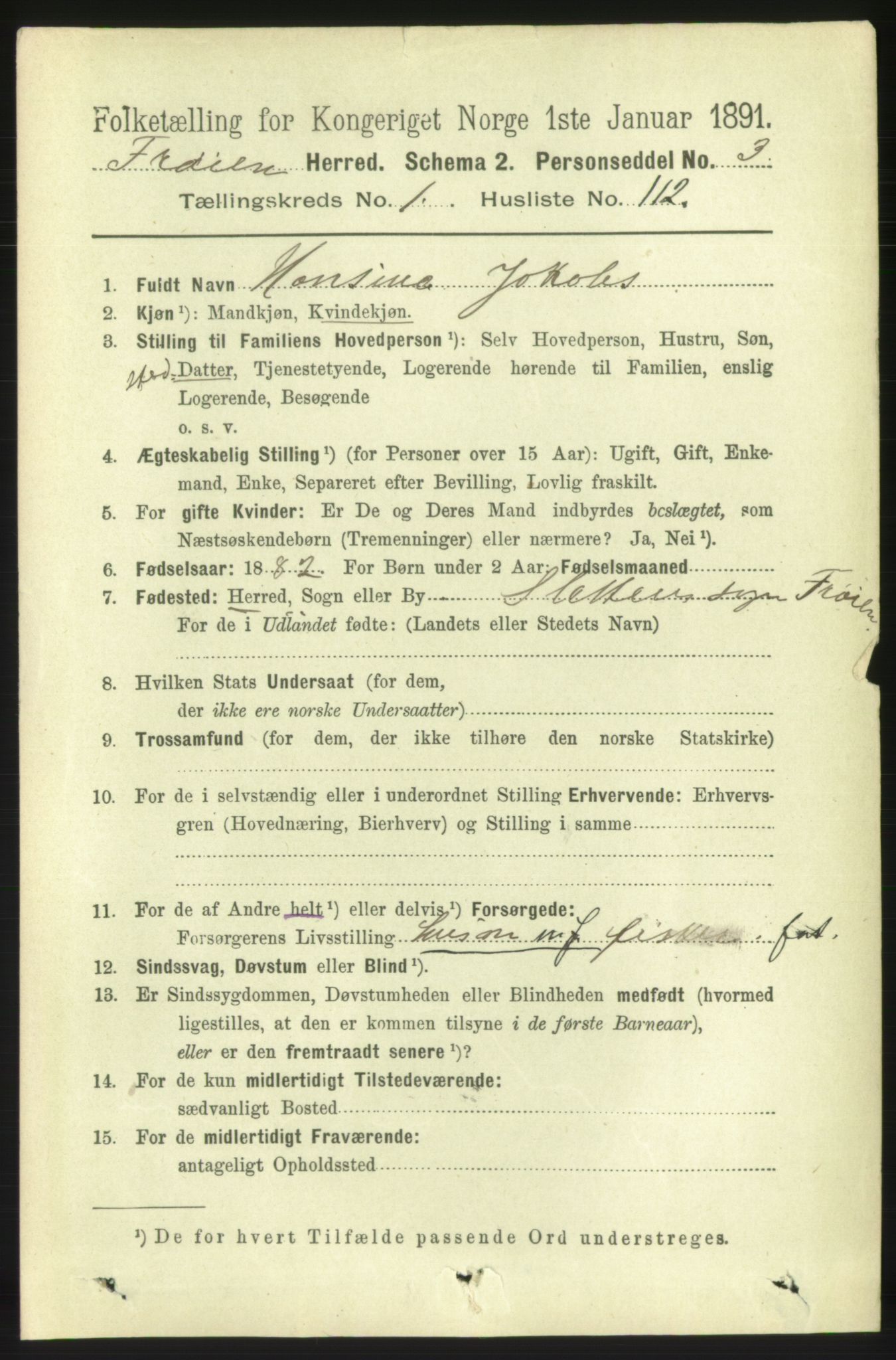 RA, 1891 census for 1619 Frøya, 1891, p. 887