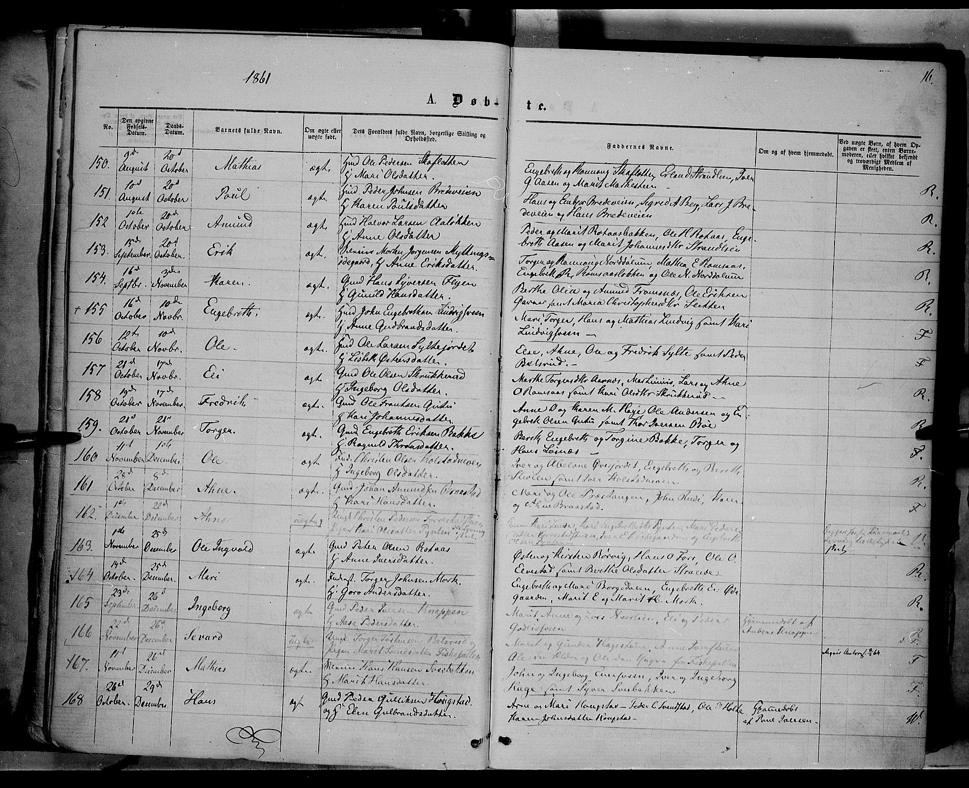 Ringebu prestekontor, AV/SAH-PREST-082/H/Ha/Haa/L0007: Parish register (official) no. 7, 1860-1877, p. 16