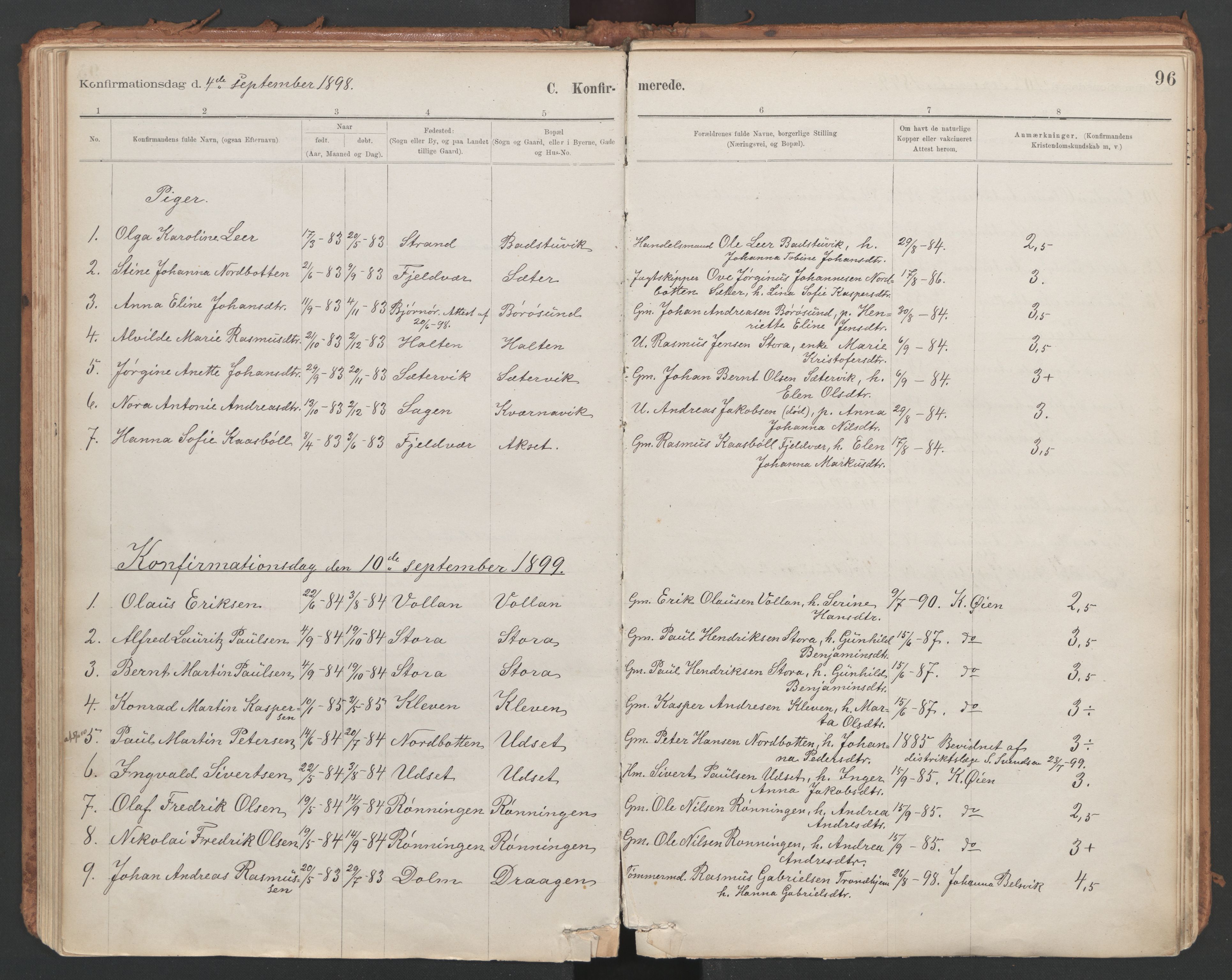 Ministerialprotokoller, klokkerbøker og fødselsregistre - Sør-Trøndelag, SAT/A-1456/639/L0572: Parish register (official) no. 639A01, 1890-1920, p. 96