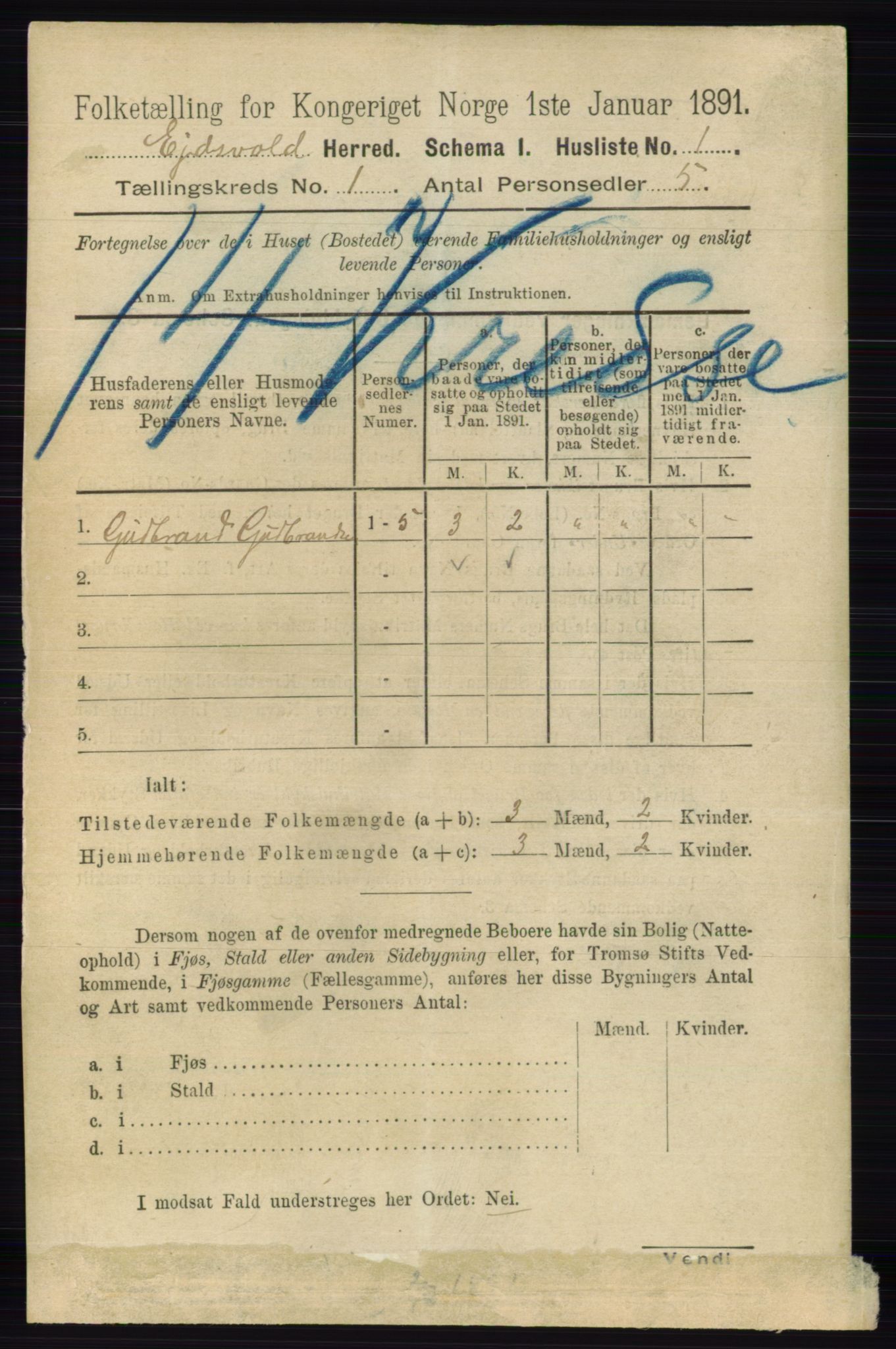 RA, 1891 census for 0237 Eidsvoll, 1891, p. 48