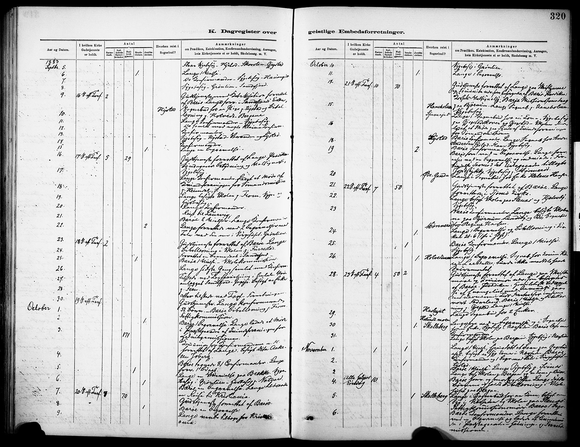 Sandar kirkebøker, AV/SAKO-A-243/F/Fa/L0013: Parish register (official) no. 13, 1883-1895, p. 320