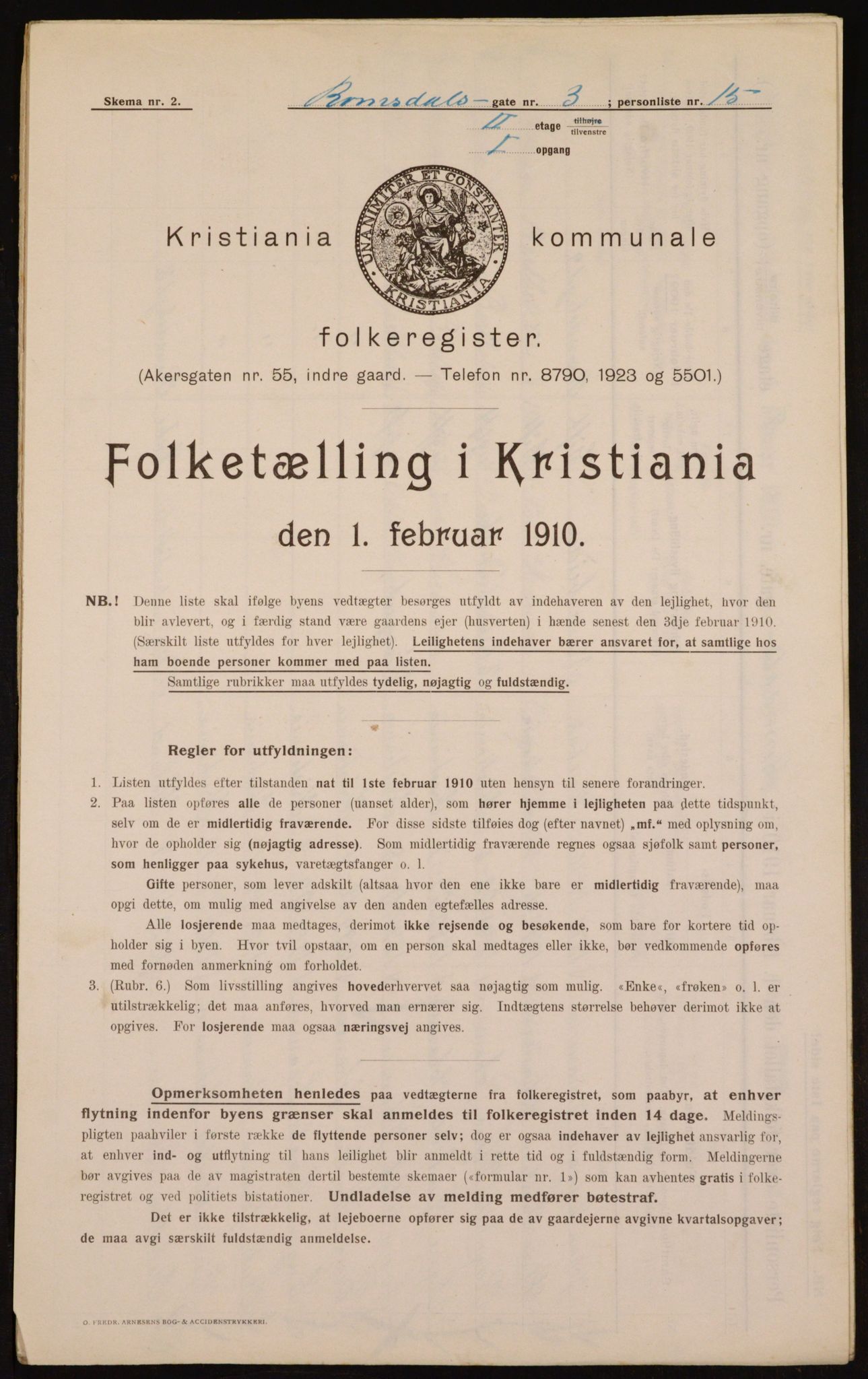 OBA, Municipal Census 1910 for Kristiania, 1910, p. 79523