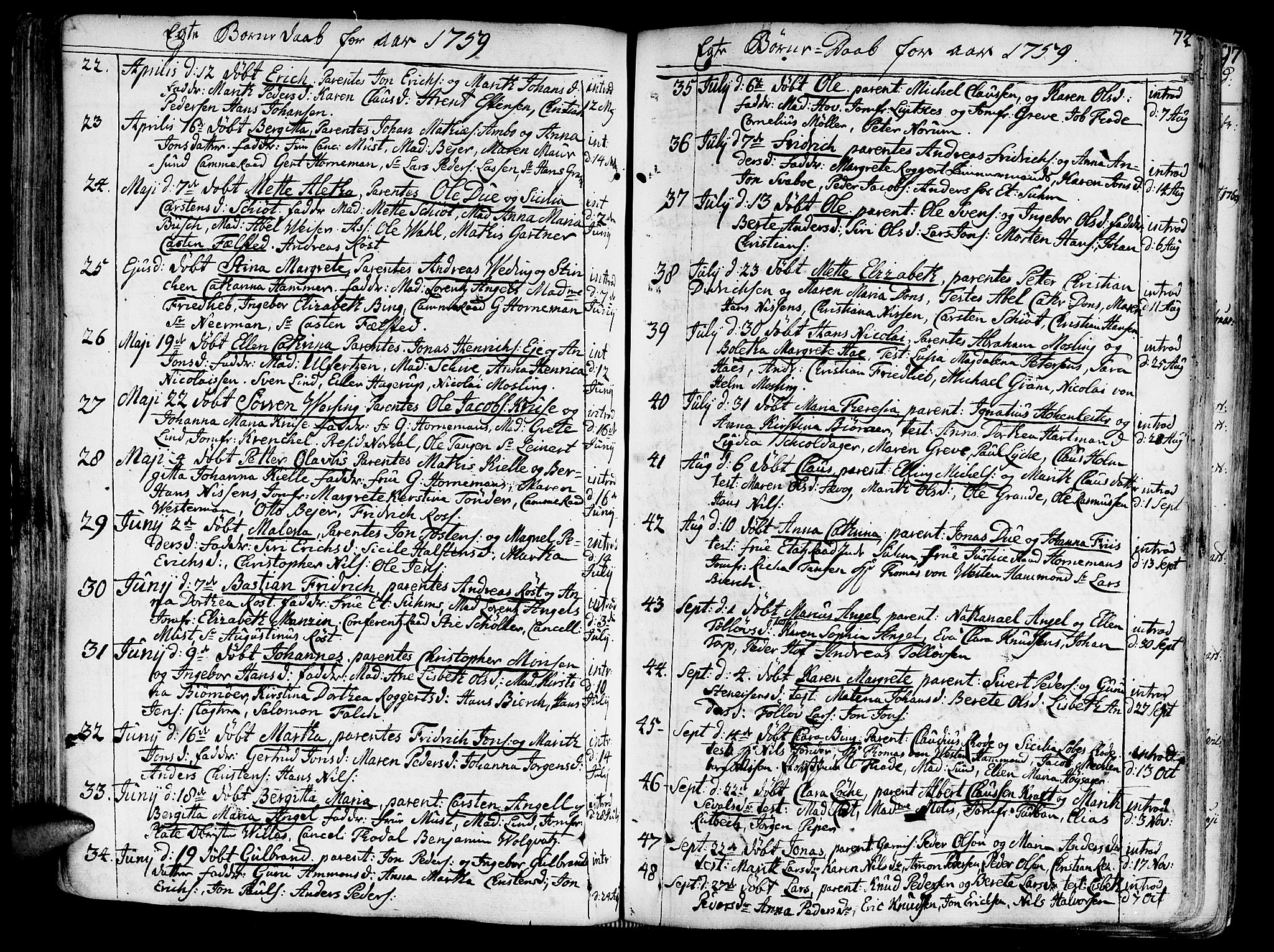 Ministerialprotokoller, klokkerbøker og fødselsregistre - Sør-Trøndelag, SAT/A-1456/602/L0103: Parish register (official) no. 602A01, 1732-1774, p. 72