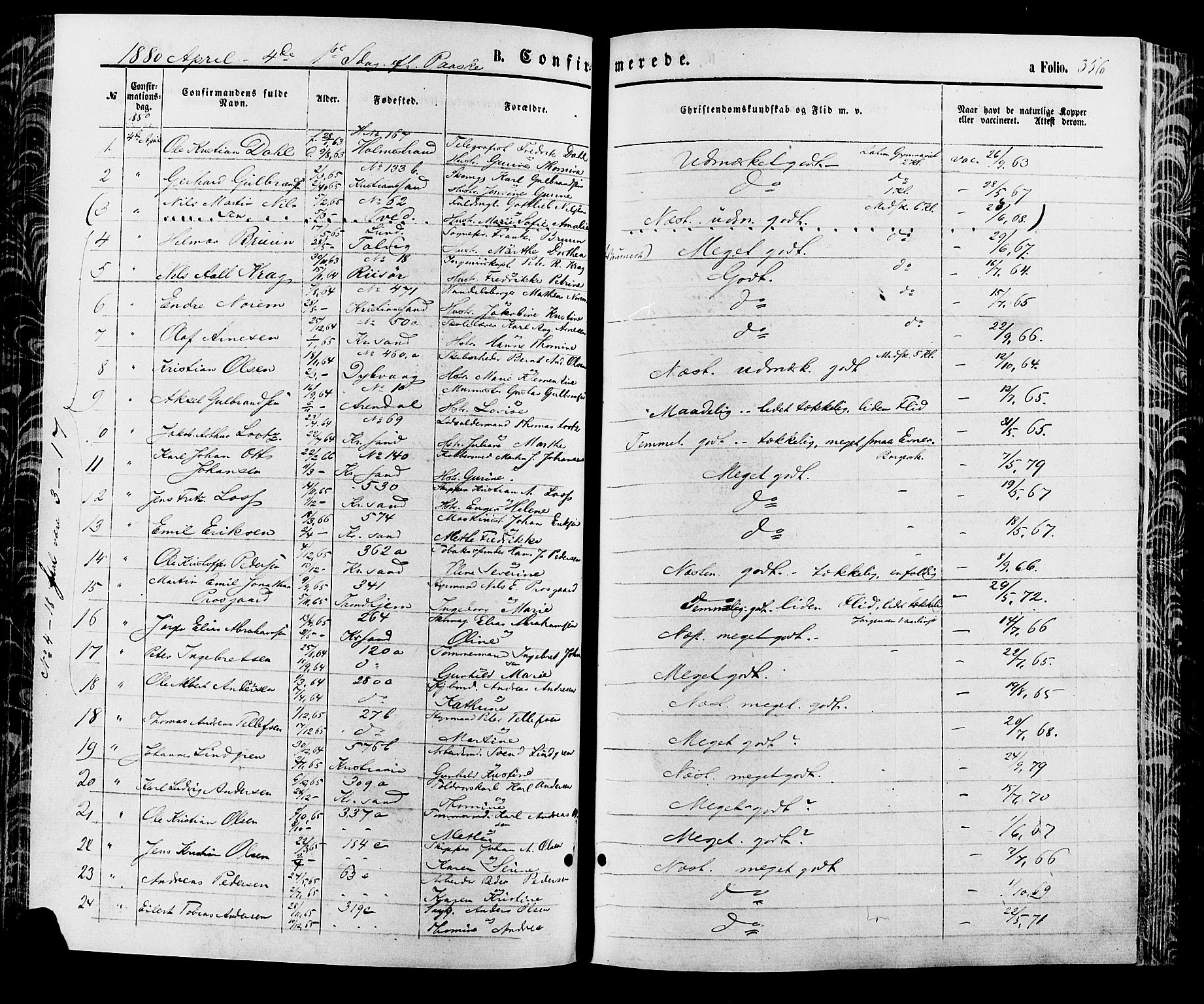 Kristiansand domprosti, AV/SAK-1112-0006/F/Fa/L0015: Parish register (official) no. A 15, 1867-1880, p. 356