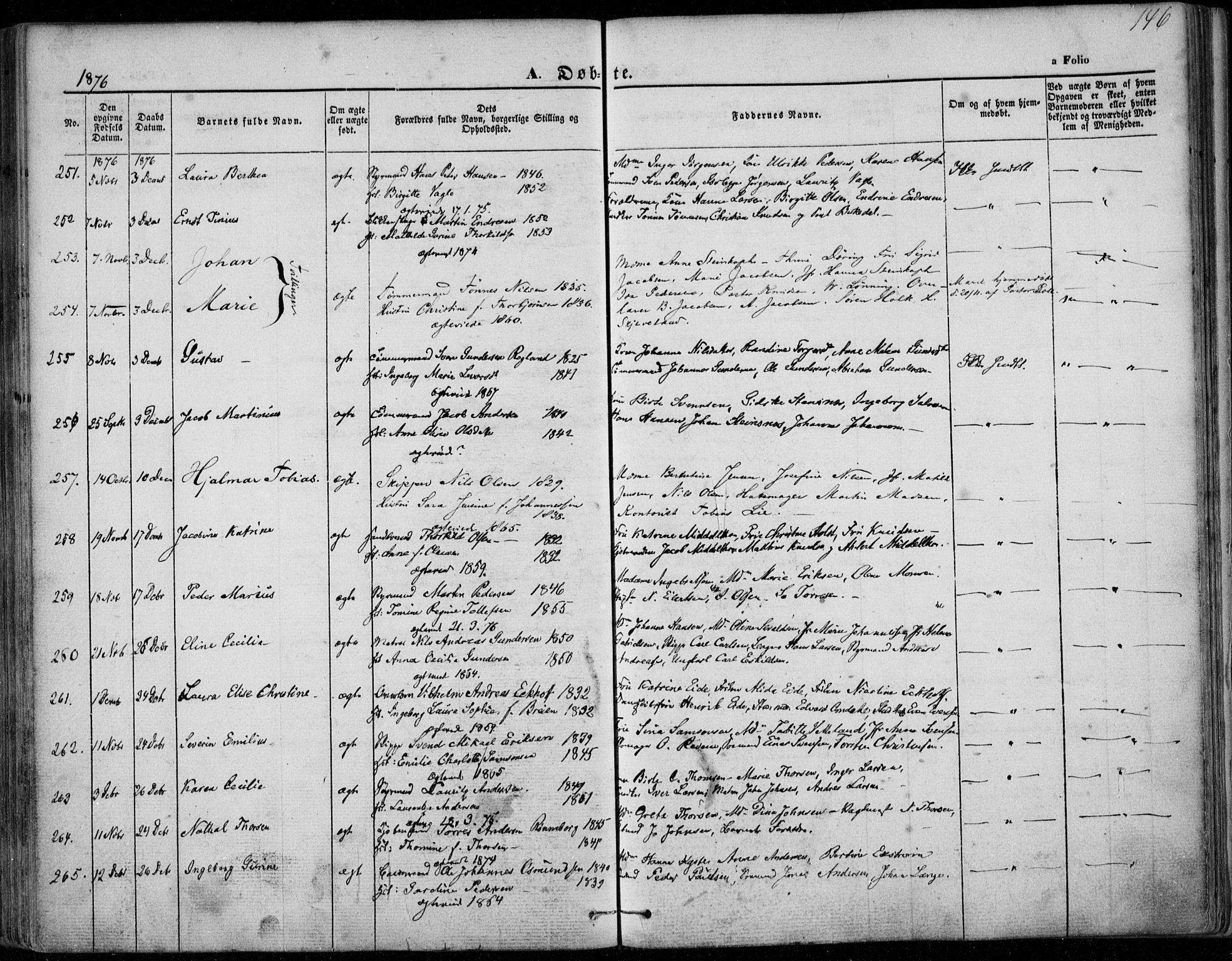 Domkirken sokneprestkontor, AV/SAST-A-101812/001/30/30BA/L0022: Parish register (official) no. A 21, 1868-1877, p. 146