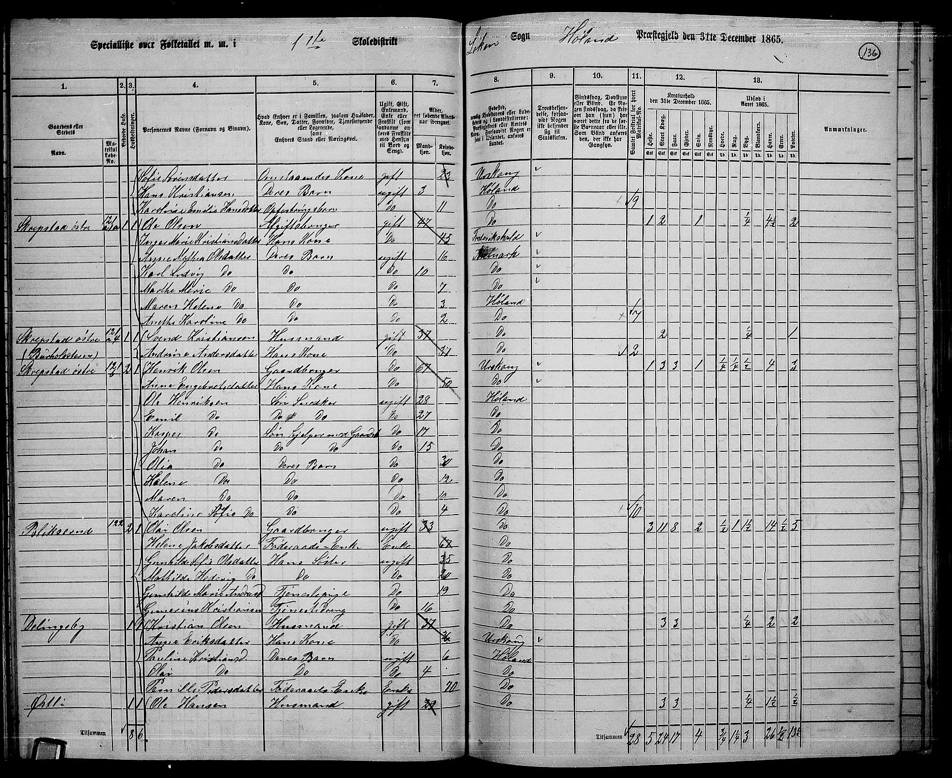 RA, 1865 census for Høland, 1865, p. 127