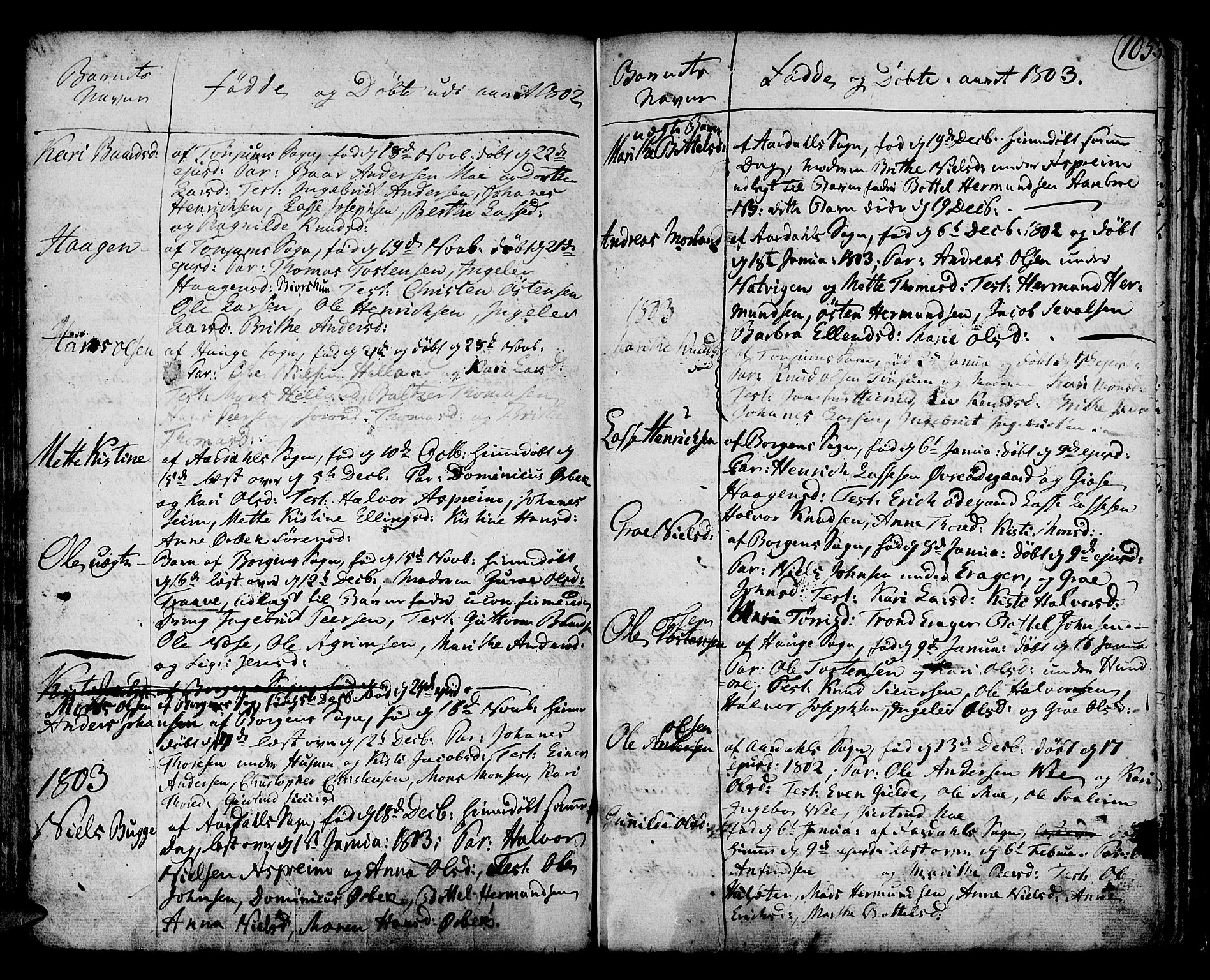 Lærdal sokneprestembete, AV/SAB-A-81201: Parish register (official) no. A 3, 1783-1804, p. 105