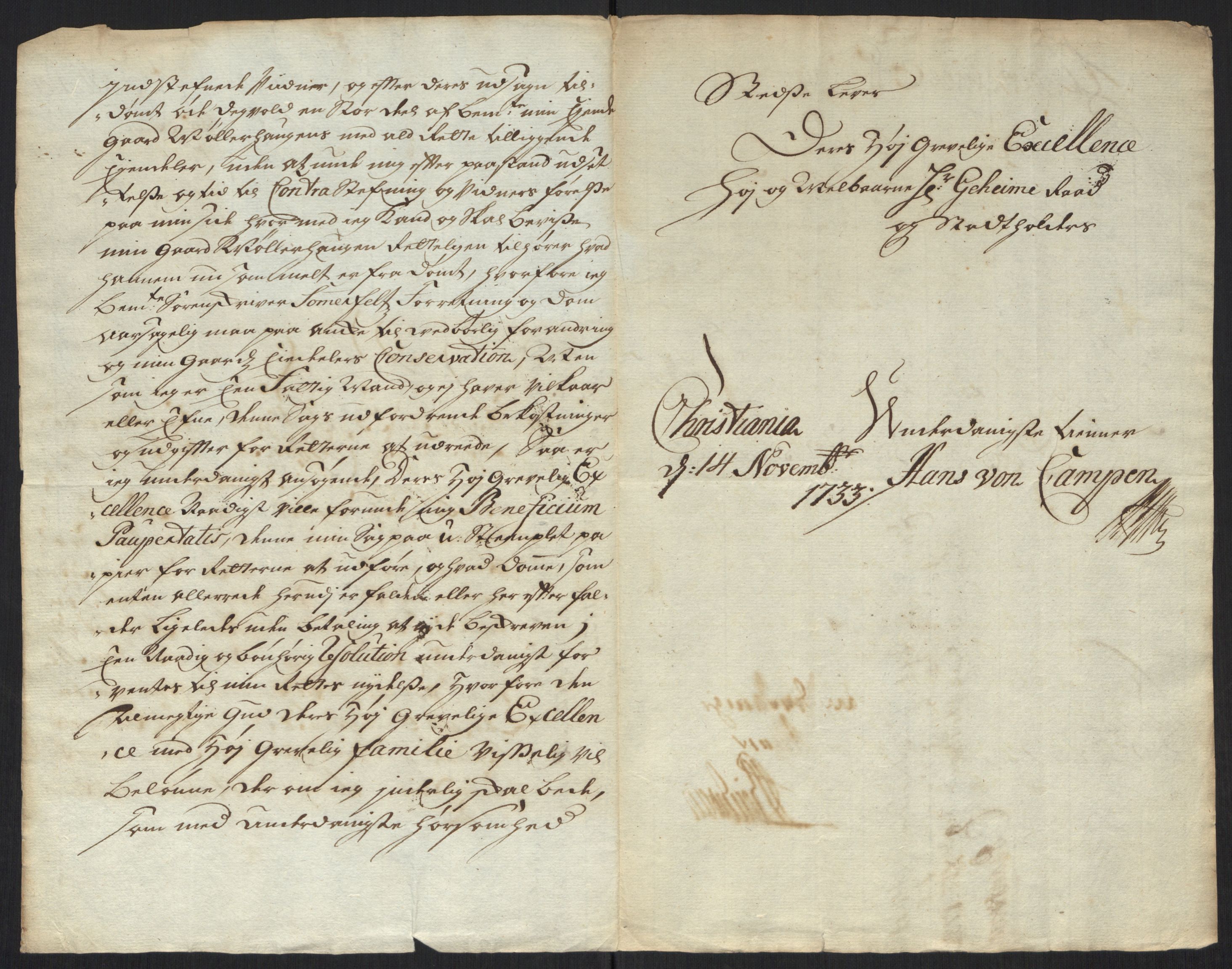 Stattholderembetet 1572-1771, AV/RA-EA-2870/Ef/L0107: Brev fra embetsmenn og andre, 1733-1734, p. 145