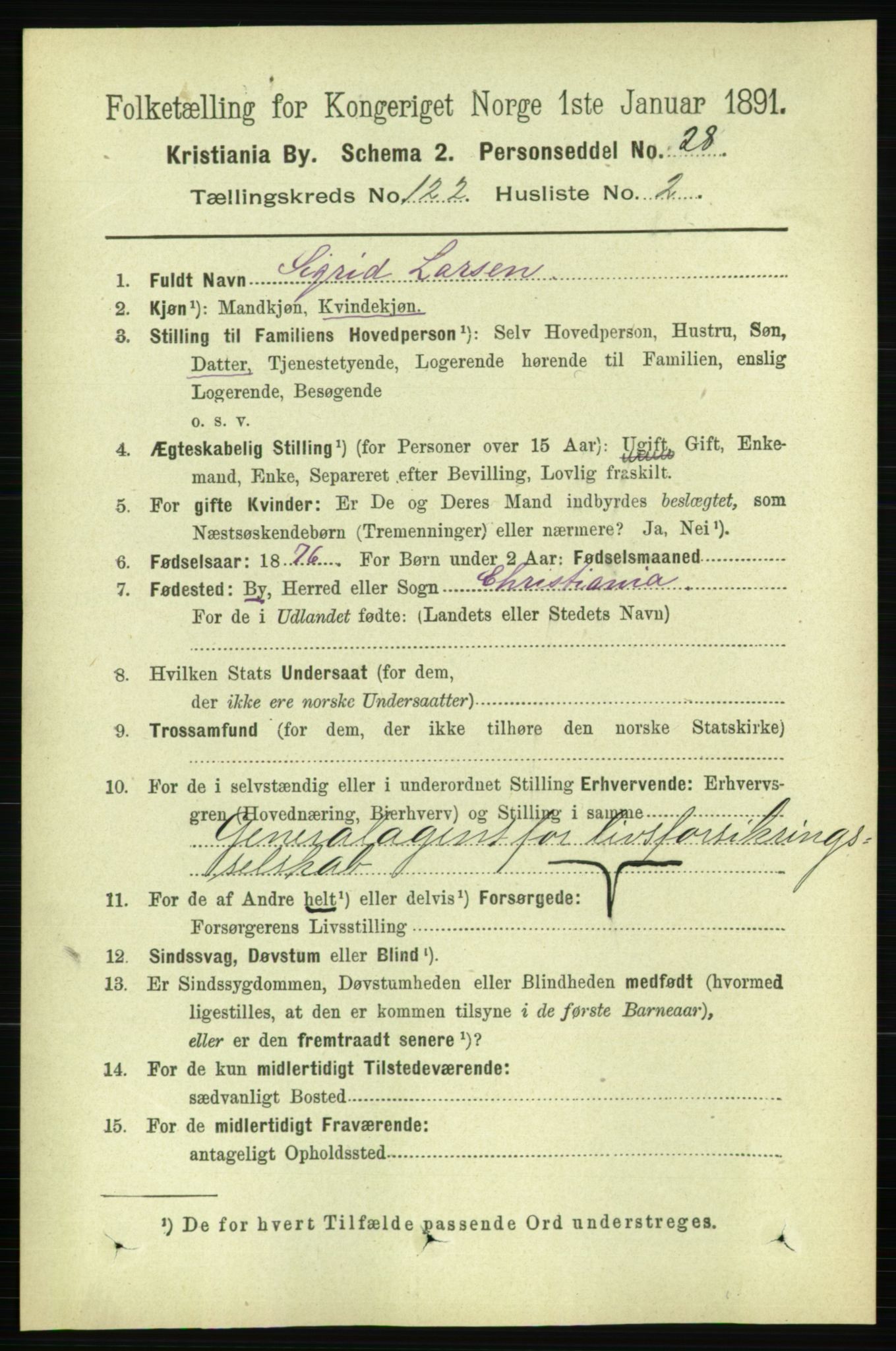 RA, 1891 census for 0301 Kristiania, 1891, p. 64678