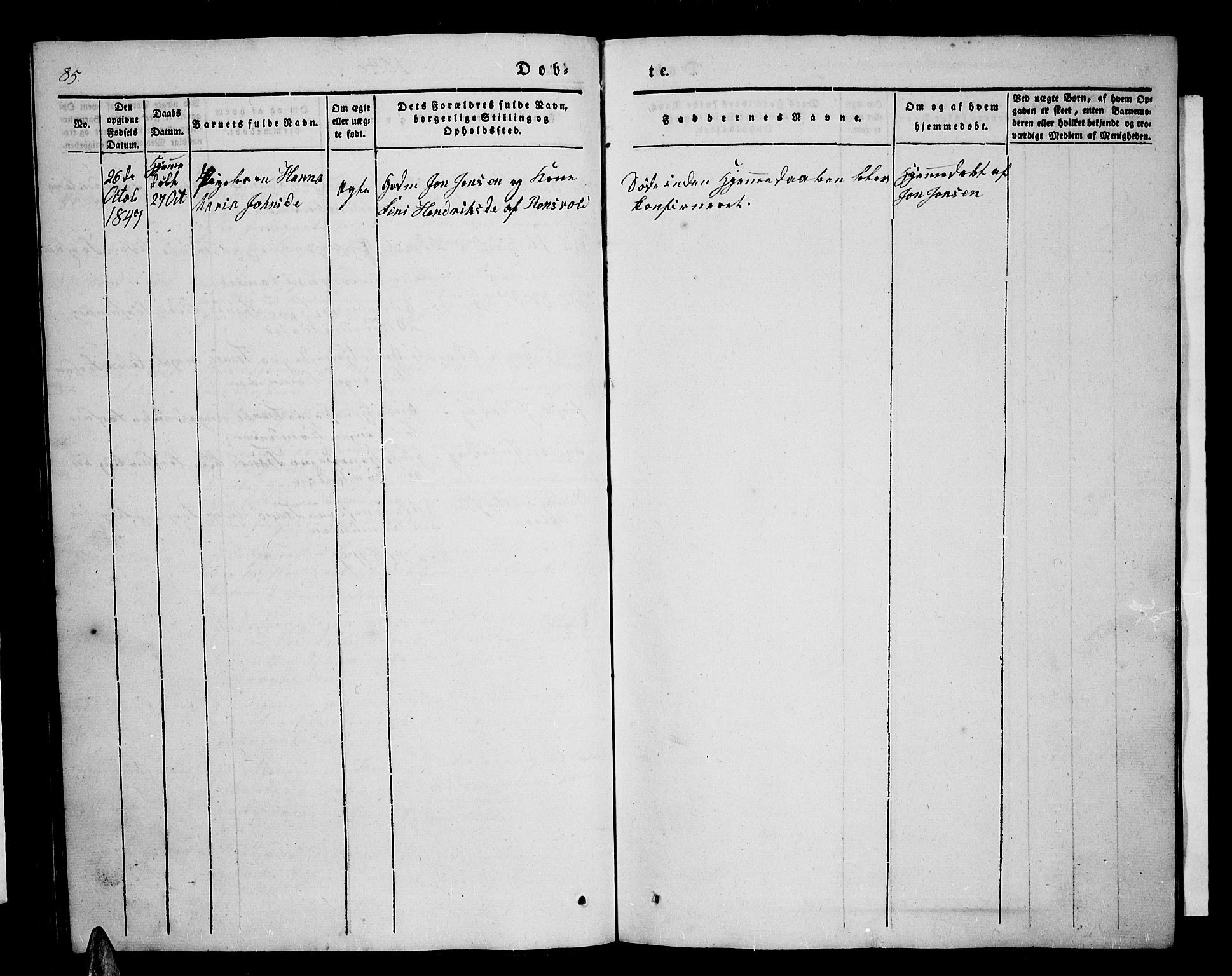 Tranøy sokneprestkontor, SATØ/S-1313/I/Ia/Iab/L0001klokker: Parish register (copy) no. 1, 1835-1853, p. 85