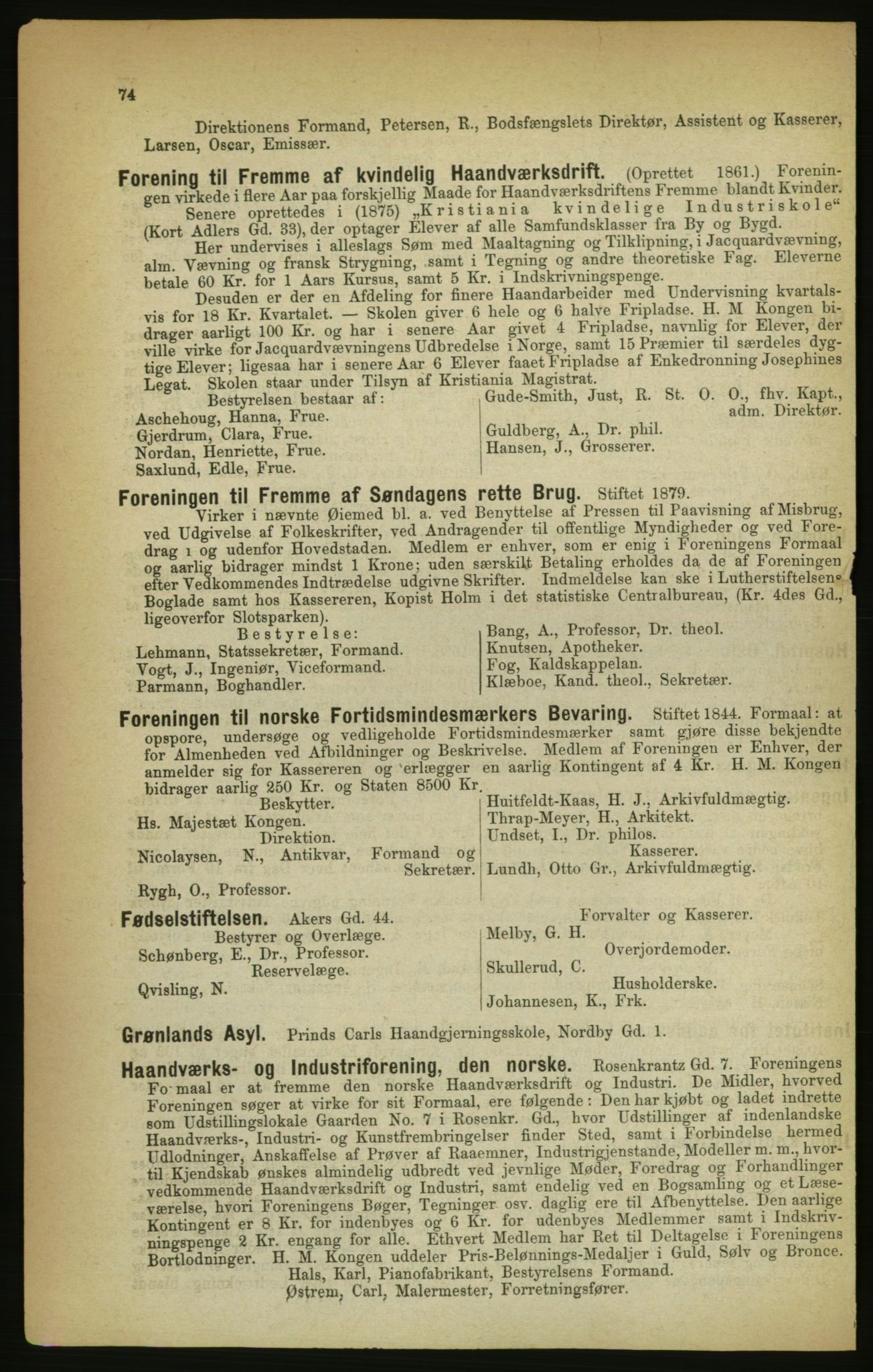 Kristiania/Oslo adressebok, PUBL/-, 1888, p. 74