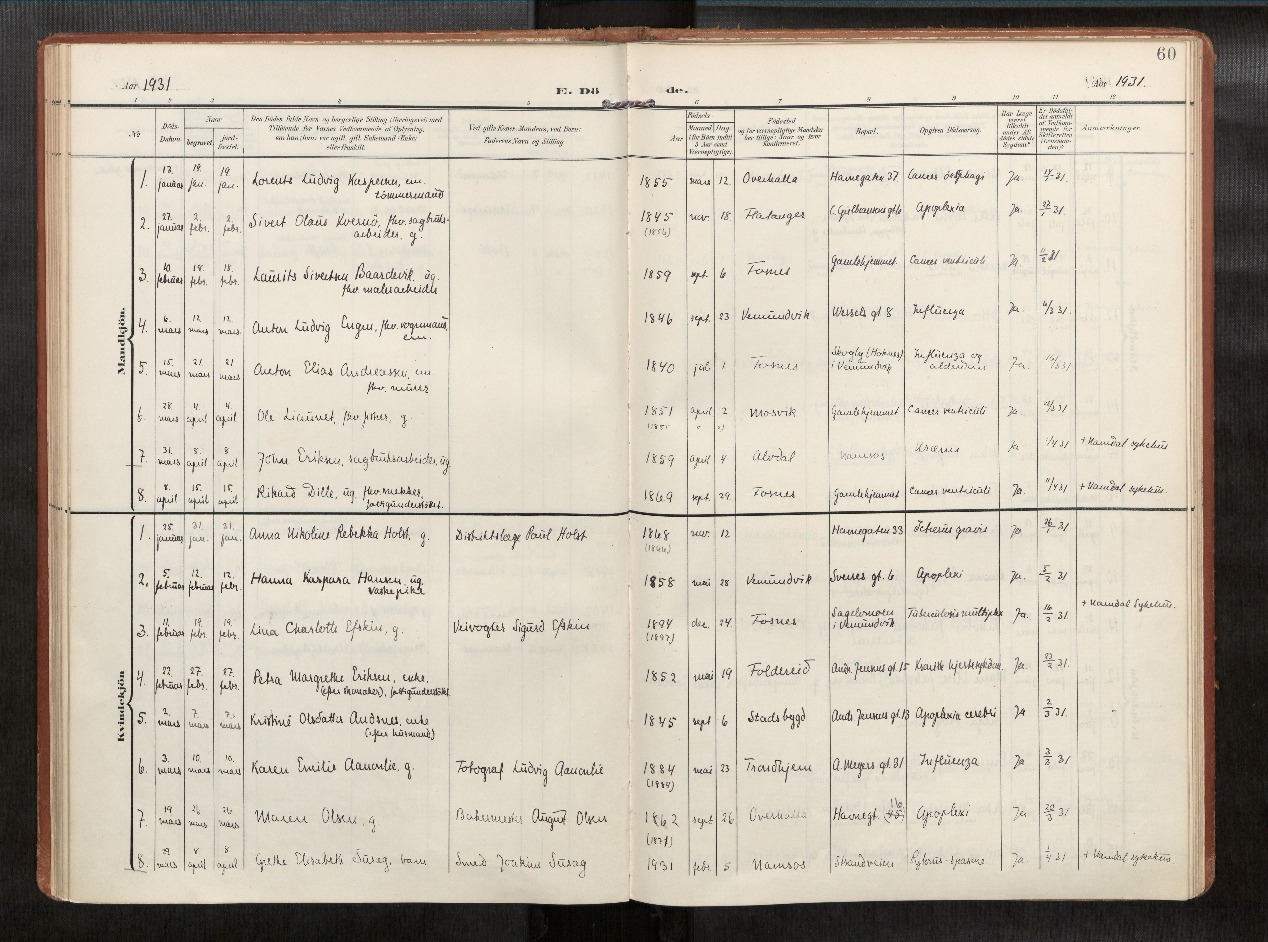 Ministerialprotokoller, klokkerbøker og fødselsregistre - Nord-Trøndelag, AV/SAT-A-1458/768/L0579b: Parish register (official) no. 768A15, 1908-1945, p. 60