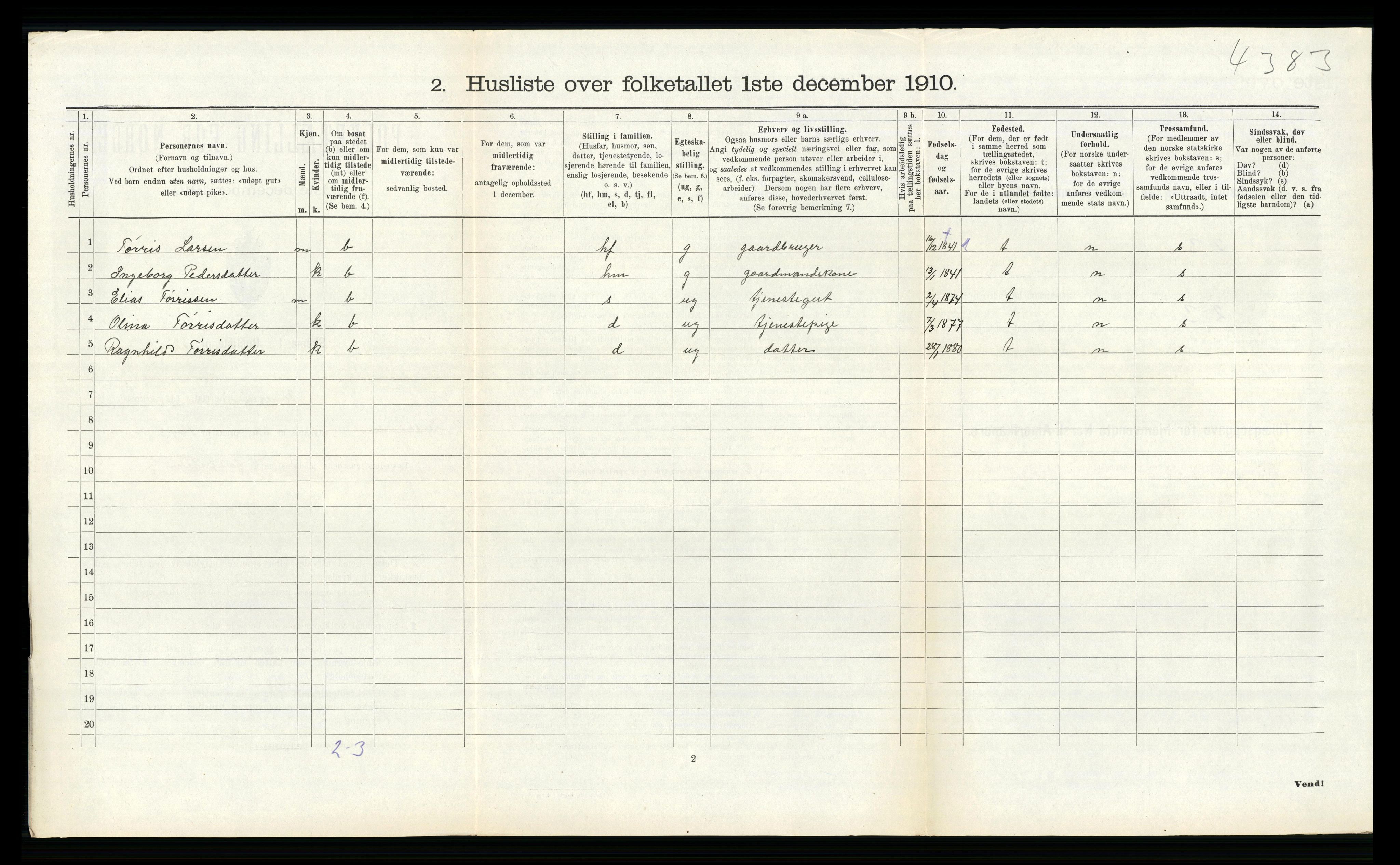 RA, 1910 census for Alversund, 1910, p. 397