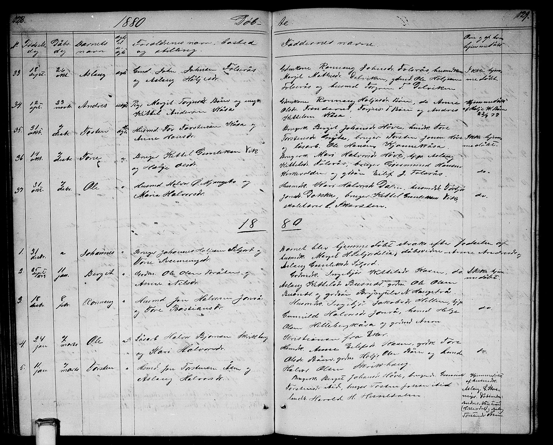 Gransherad kirkebøker, AV/SAKO-A-267/G/Ga/L0002: Parish register (copy) no. I 2, 1854-1886, p. 128-129