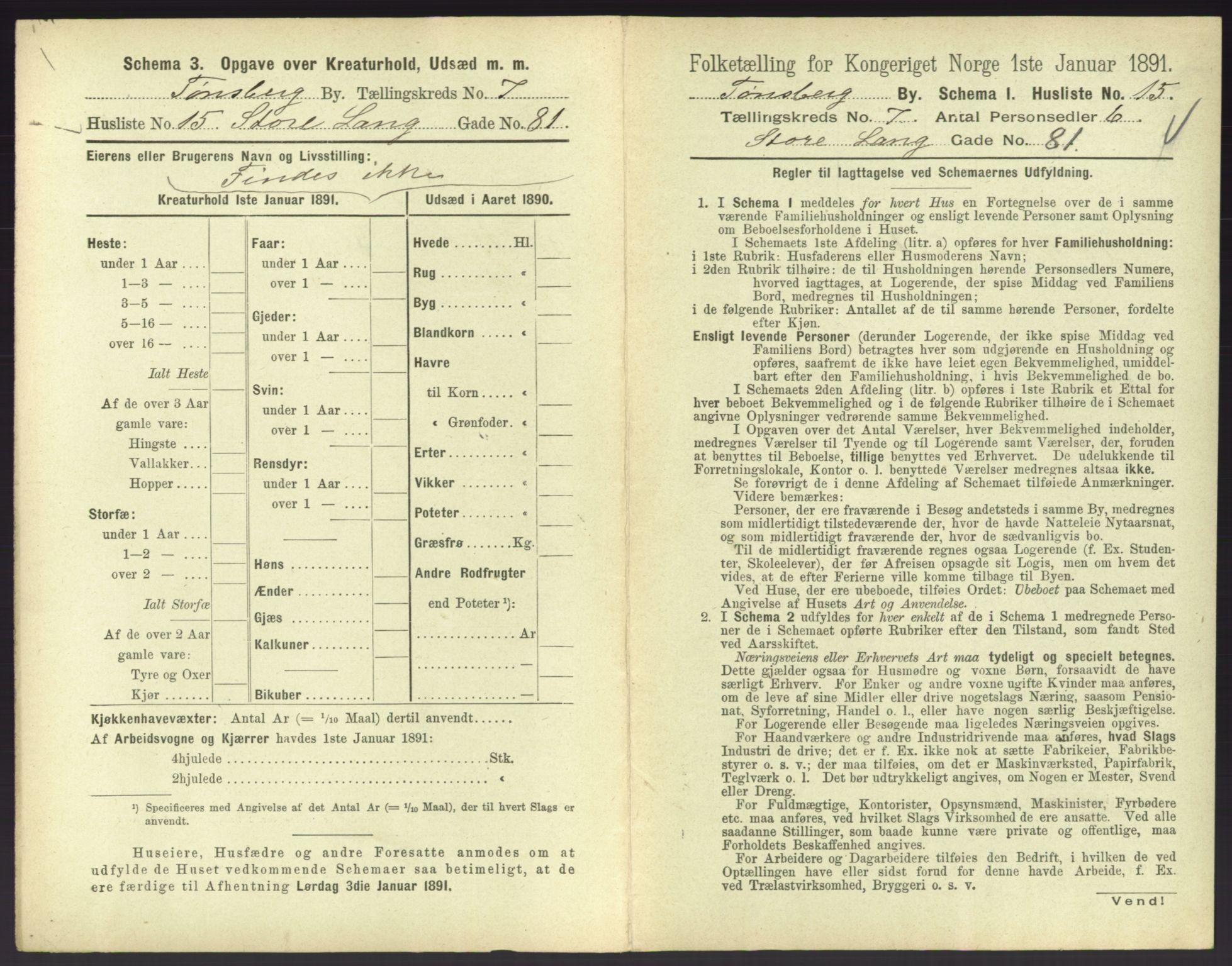 RA, 1891 census for 0705 Tønsberg, 1891, p. 300