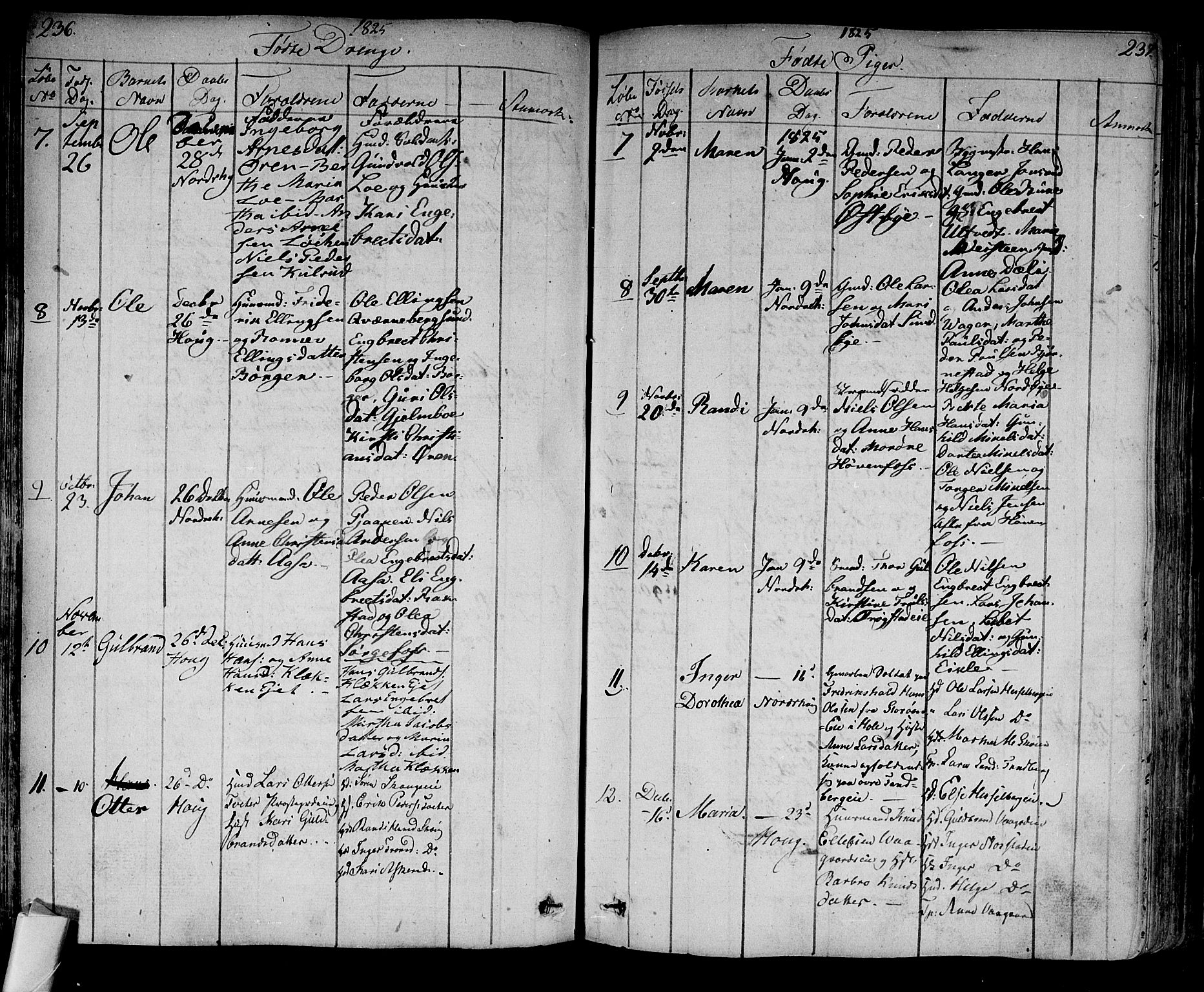 Norderhov kirkebøker, AV/SAKO-A-237/F/Fa/L0009: Parish register (official) no. 9, 1819-1837, p. 236-237