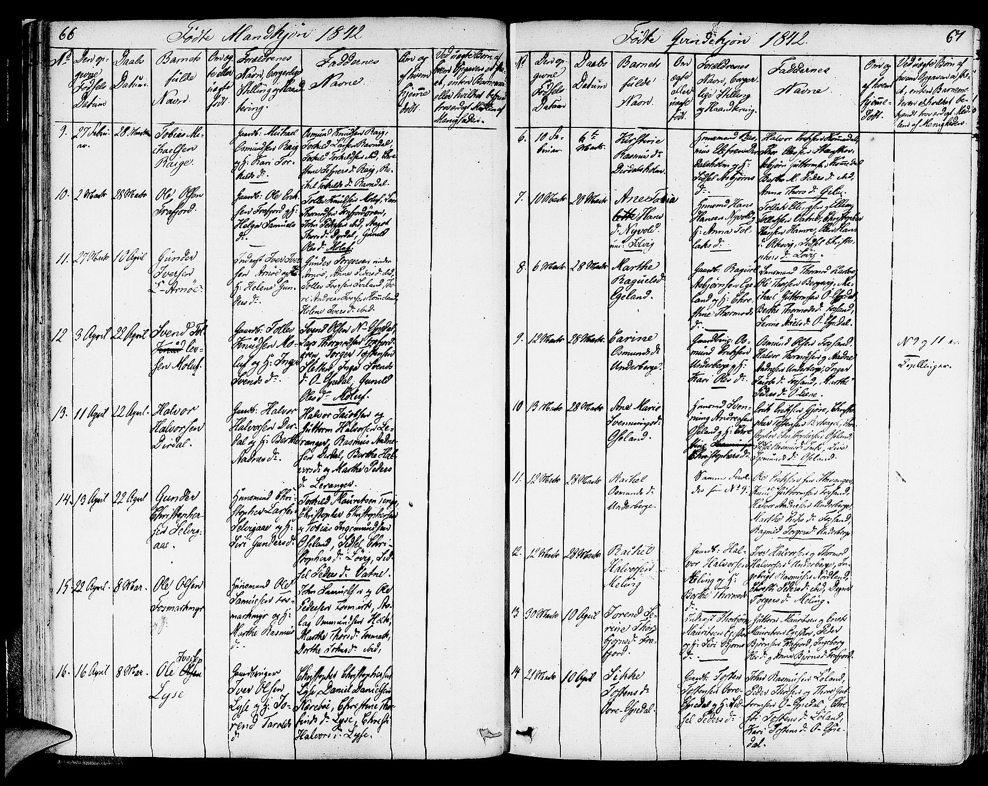 Strand sokneprestkontor, AV/SAST-A-101828/H/Ha/Haa/L0005: Parish register (official) no. A 5, 1833-1854, p. 66-67