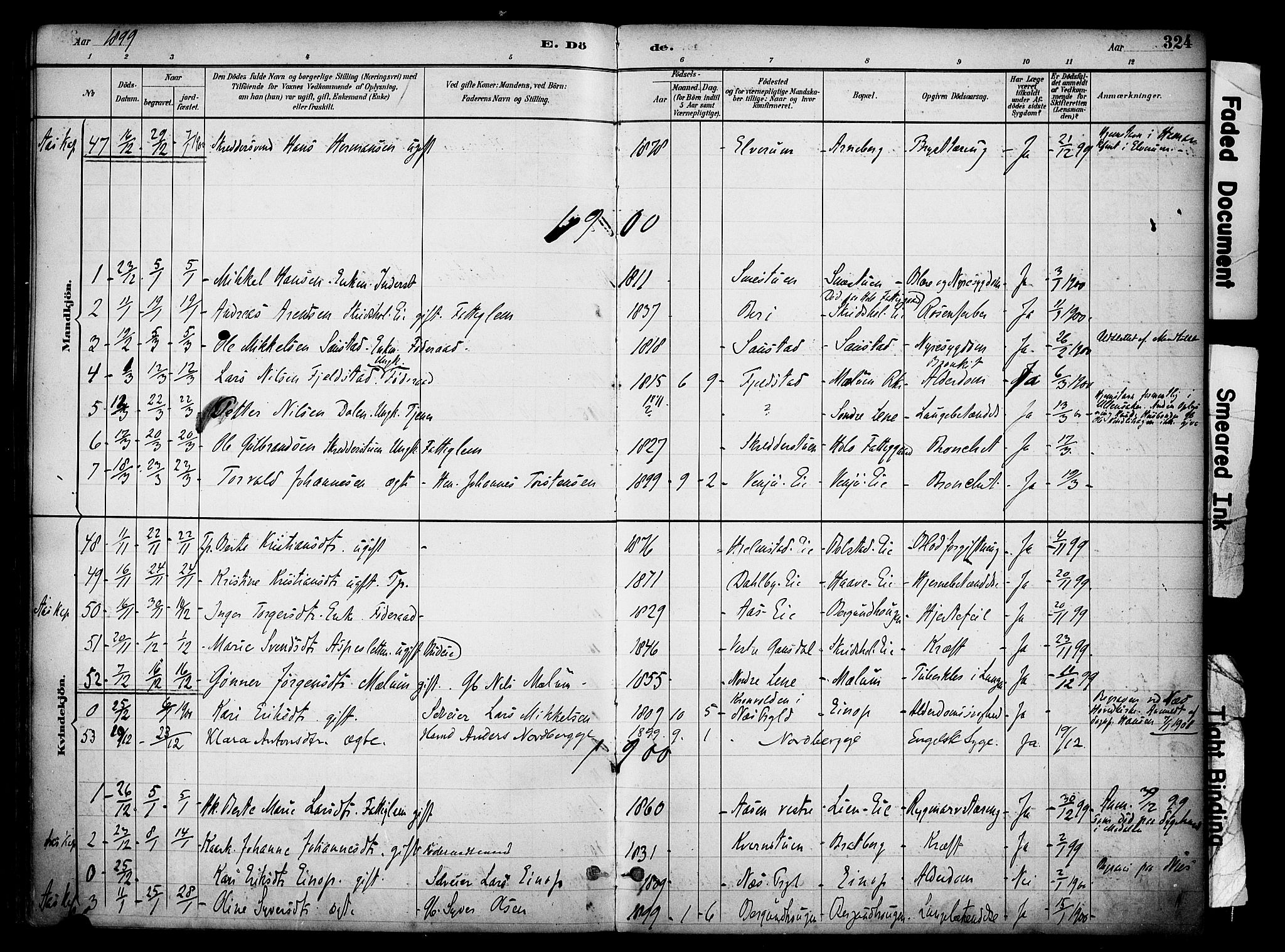 Ringsaker prestekontor, AV/SAH-PREST-014/K/Ka/L0017: Parish register (official) no. 17, 1891-1902, p. 324