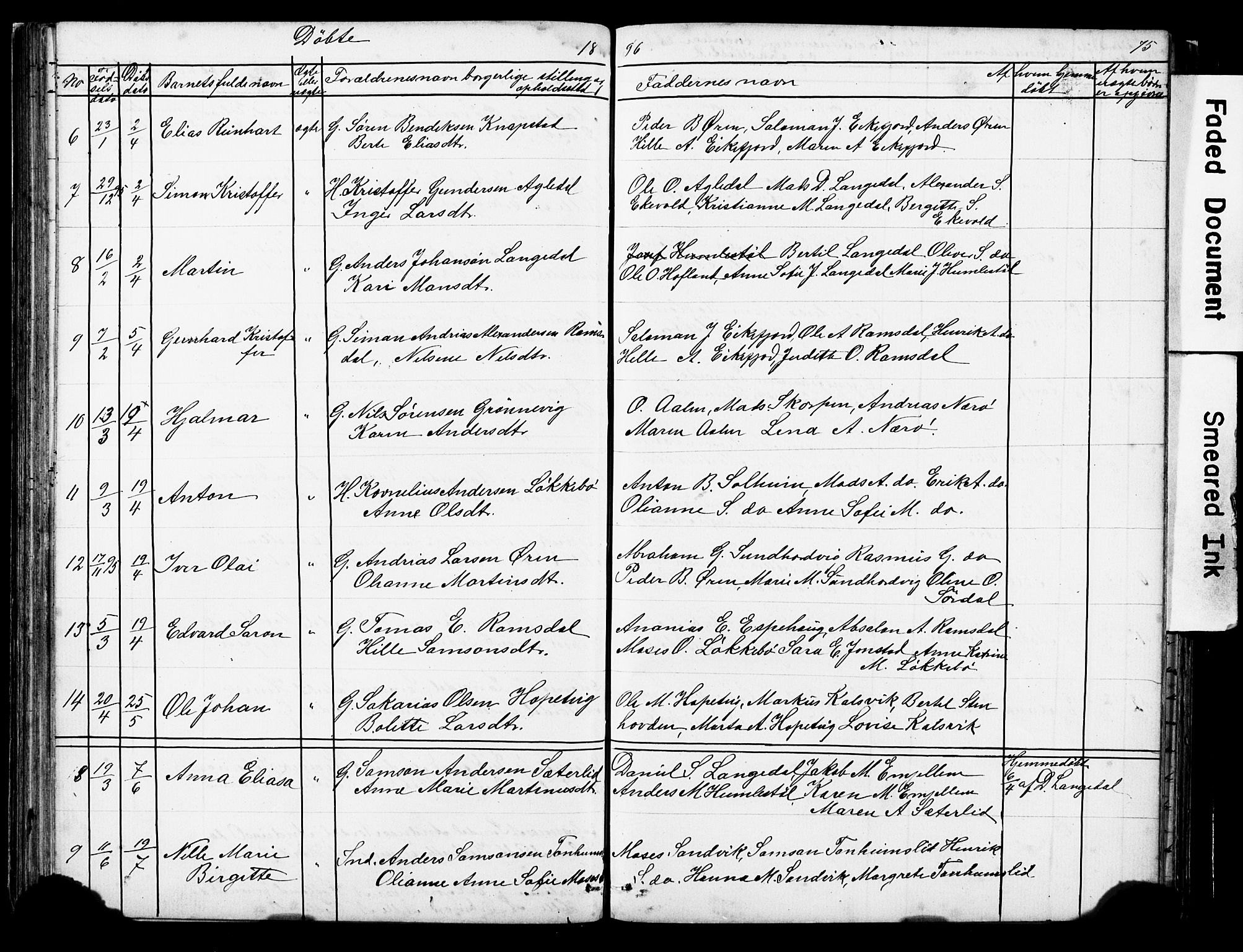 Kinn sokneprestembete, AV/SAB-A-80801/H/Hab/Habe/L0001: Parish register (copy) no. E 1, 1864-1899, p. 75