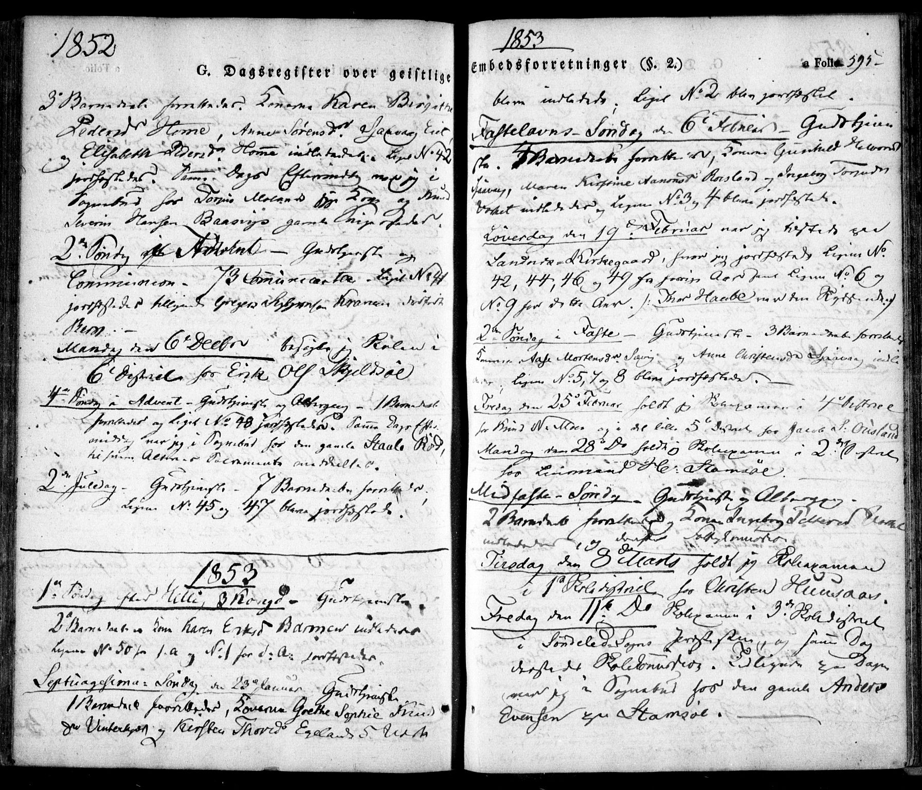 Søndeled sokneprestkontor, SAK/1111-0038/F/Fa/L0002: Parish register (official) no. A 2, 1839-1860, p. 595