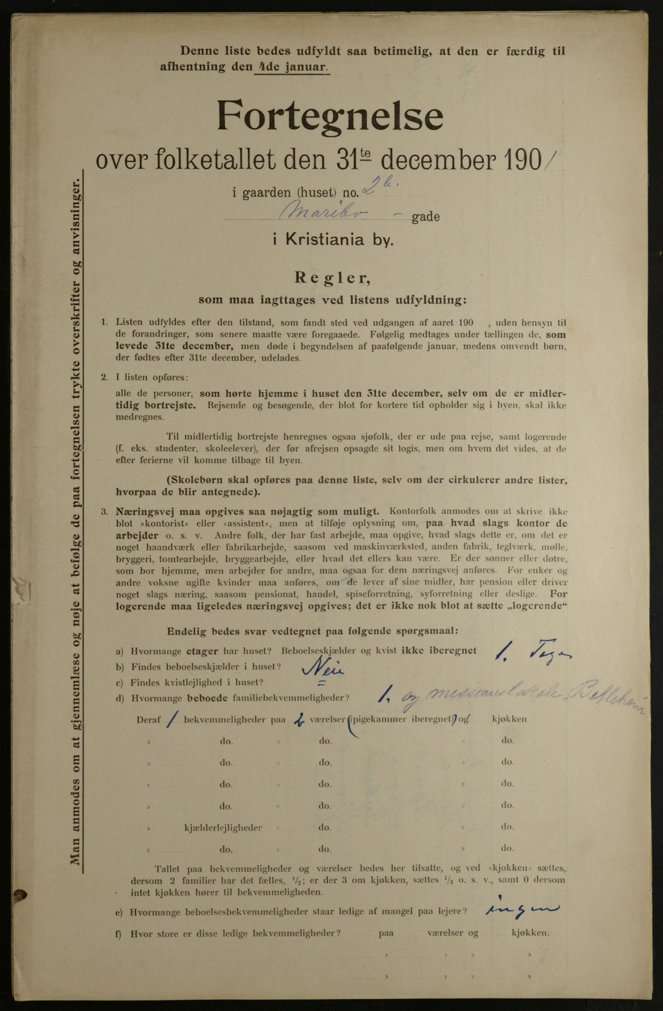 OBA, Municipal Census 1901 for Kristiania, 1901, p. 9316