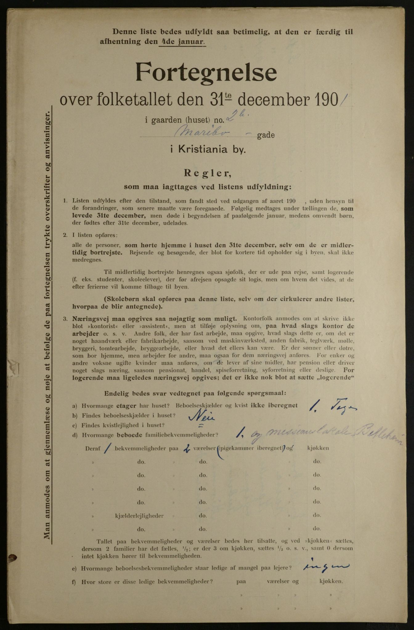 OBA, Municipal Census 1901 for Kristiania, 1901, p. 9316