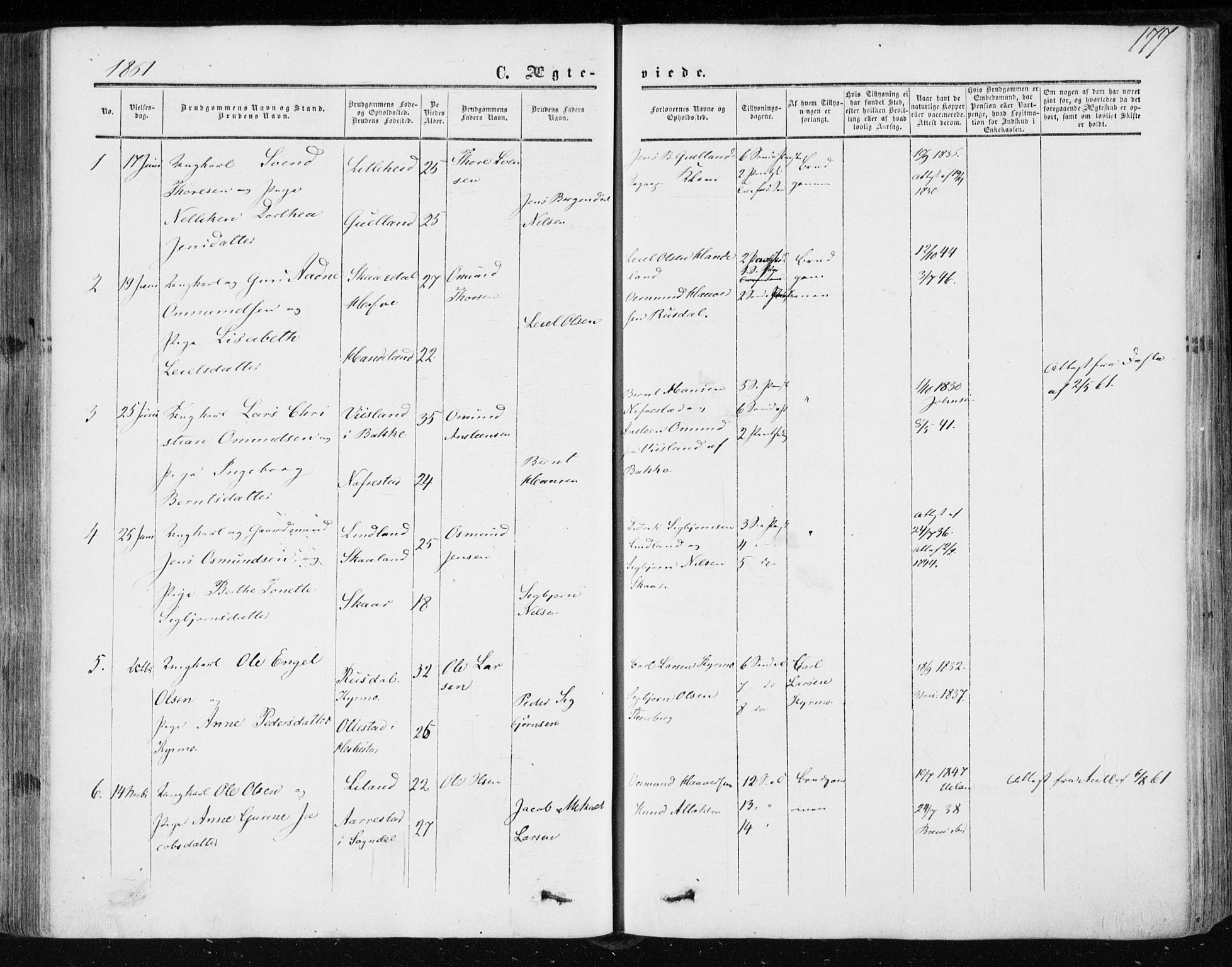 Lund sokneprestkontor, AV/SAST-A-101809/S06/L0009: Parish register (official) no. A 8, 1853-1877, p. 177