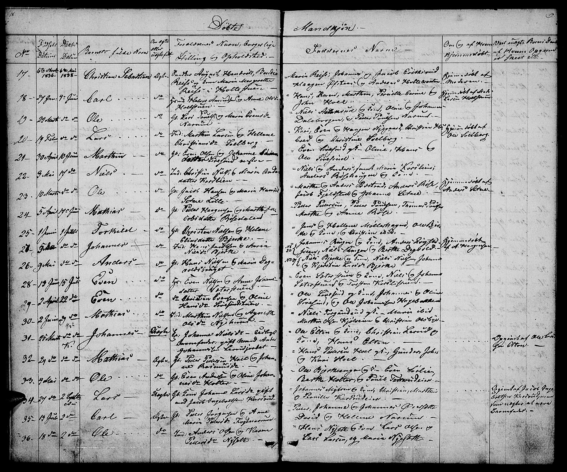 Vestre Toten prestekontor, AV/SAH-PREST-108/H/Ha/Hab/L0002: Parish register (copy) no. 2, 1836-1848, p. 18-19