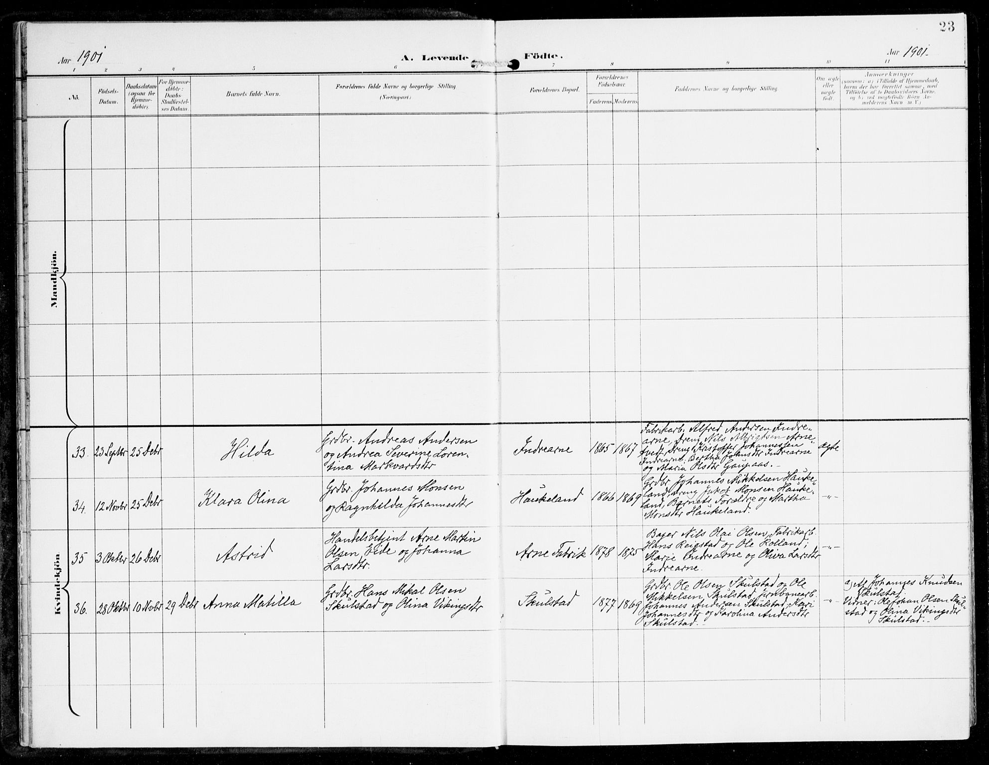 Haus sokneprestembete, AV/SAB-A-75601/H/Haa: Parish register (official) no. D 2, 1899-1912, p. 23