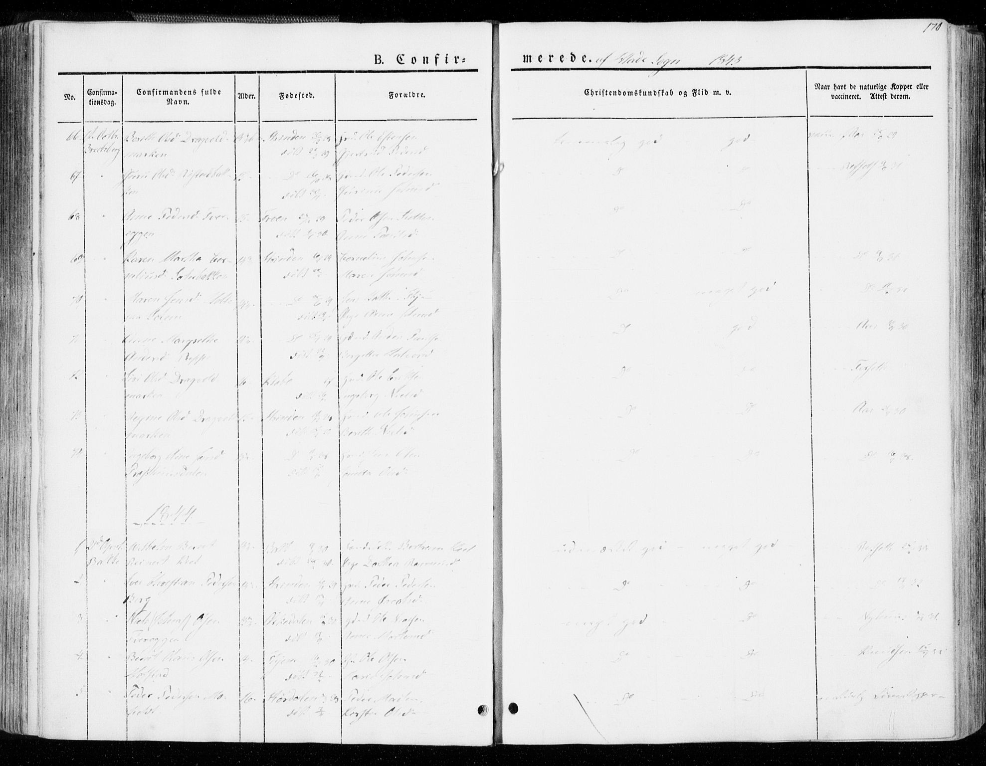 Ministerialprotokoller, klokkerbøker og fødselsregistre - Sør-Trøndelag, SAT/A-1456/606/L0290: Parish register (official) no. 606A05, 1841-1847, p. 170