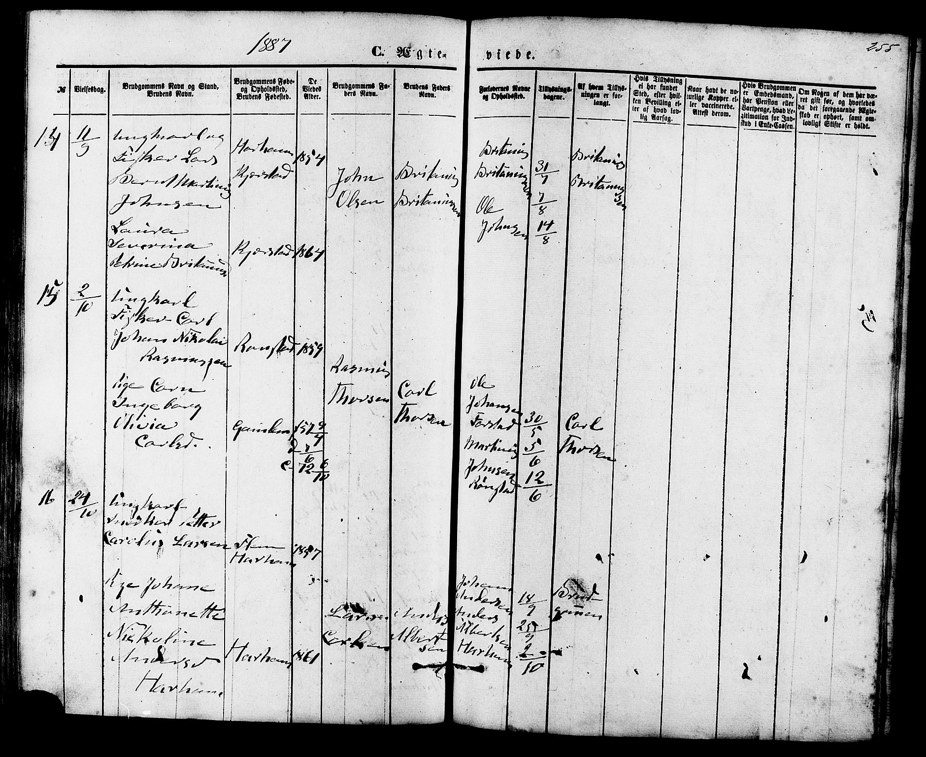 Ministerialprotokoller, klokkerbøker og fødselsregistre - Møre og Romsdal, AV/SAT-A-1454/536/L0500: Parish register (official) no. 536A09, 1876-1889, p. 255