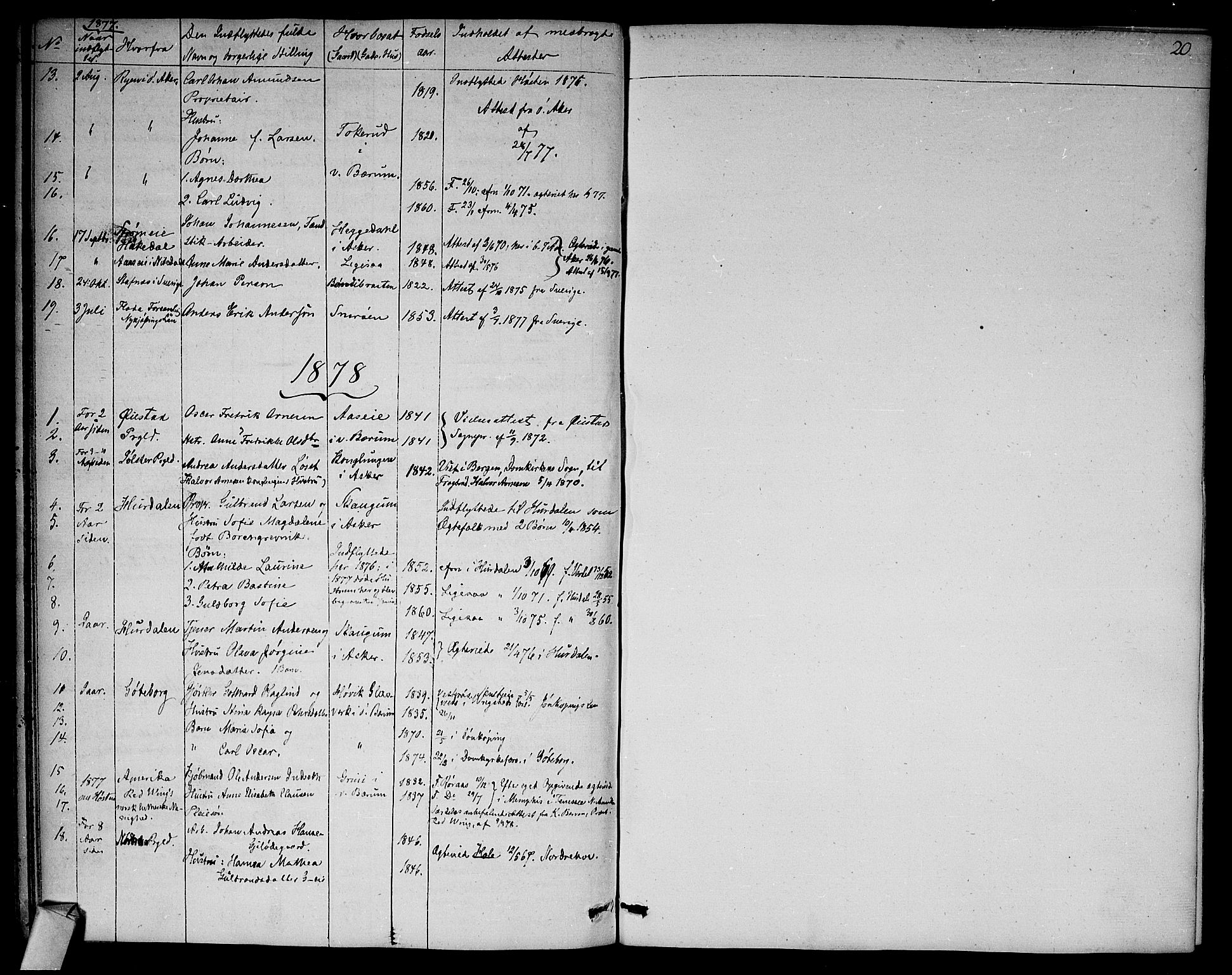 Asker prestekontor Kirkebøker, SAO/A-10256a/F/Fa/L0012: Parish register (official) no. I 12, 1825-1878, p. 20