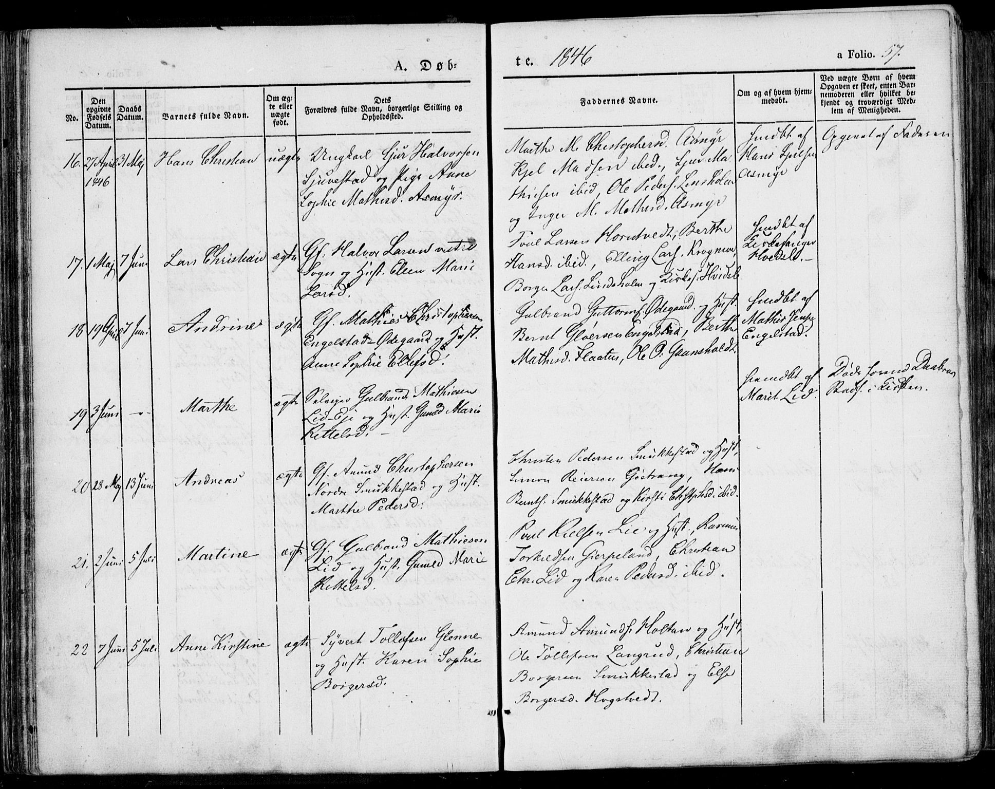 Lardal kirkebøker, SAKO/A-350/F/Fa/L0006: Parish register (official) no. I 6, 1835-1860, p. 57