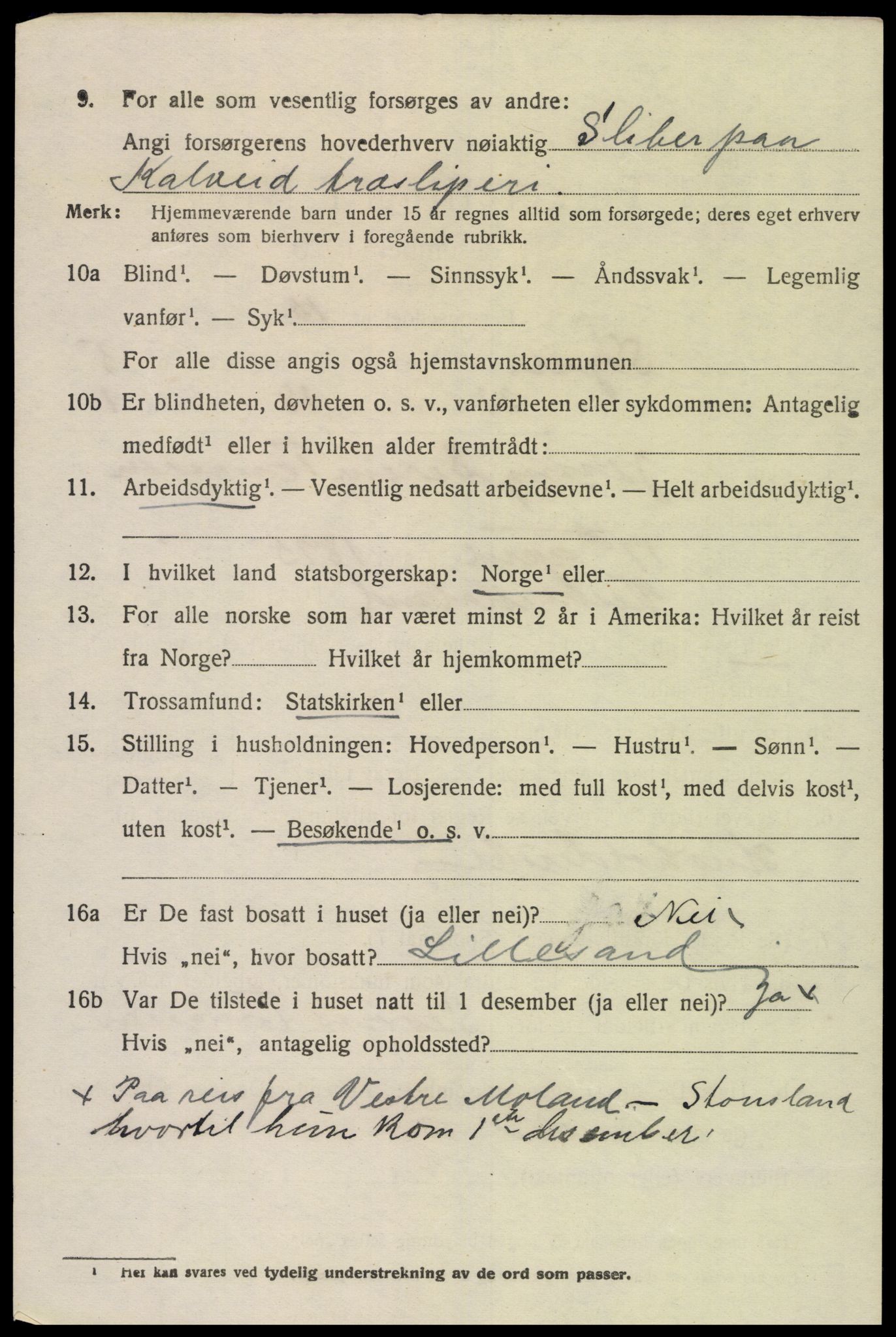 SAK, 1920 census for Søgne, 1920, p. 2476