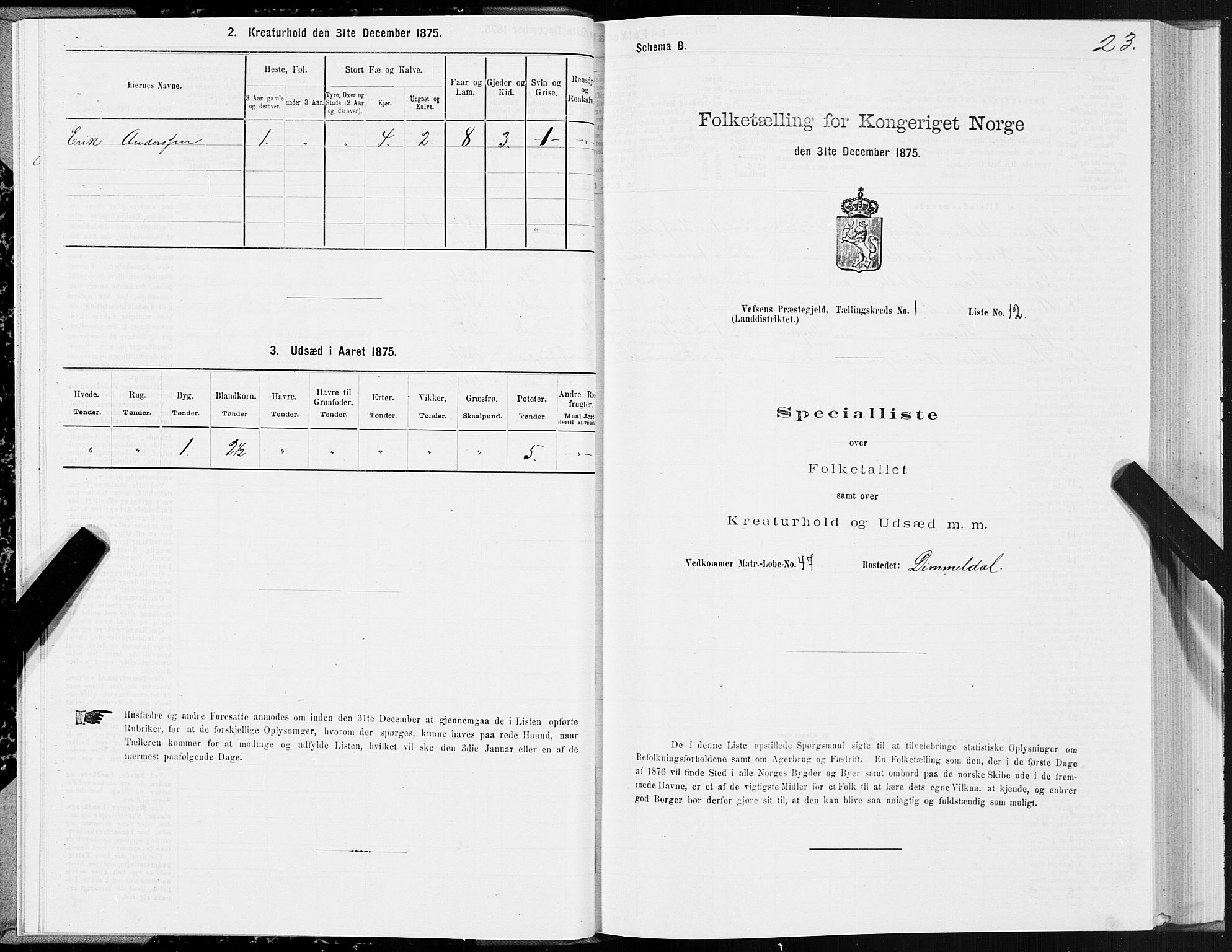 SAT, 1875 census for 1824L Vefsn/Vefsn, 1875, p. 1023