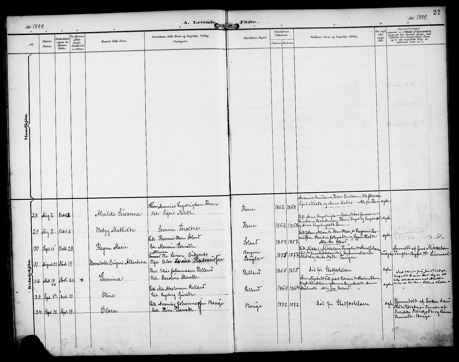 Manger sokneprestembete, SAB/A-76801/H/Haa: Parish register (official) no. B 2, 1893-1906, p. 27