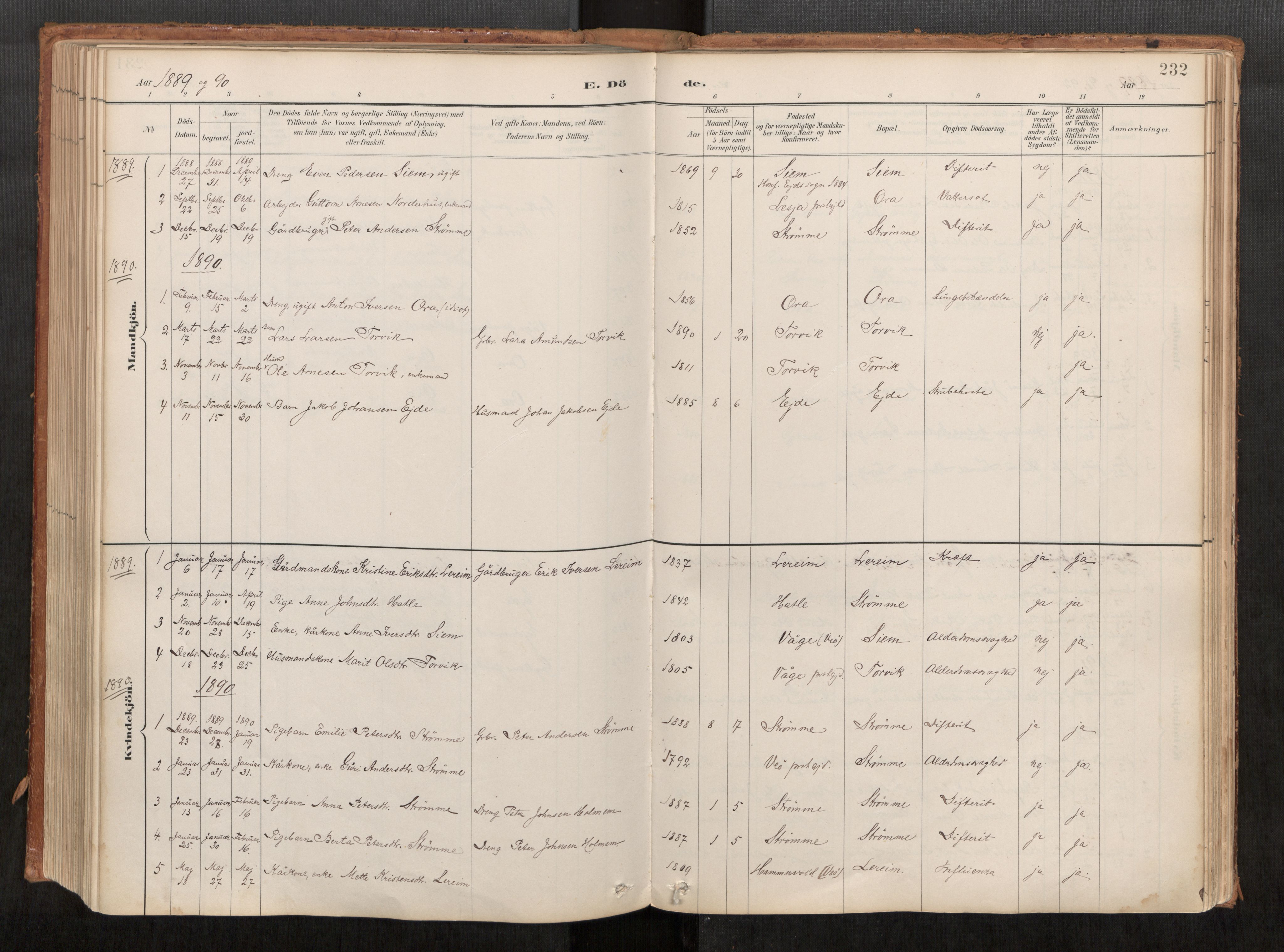 Ministerialprotokoller, klokkerbøker og fødselsregistre - Møre og Romsdal, AV/SAT-A-1454/542/L0553: Parish register (official) no. 542A03, 1885-1925, p. 232