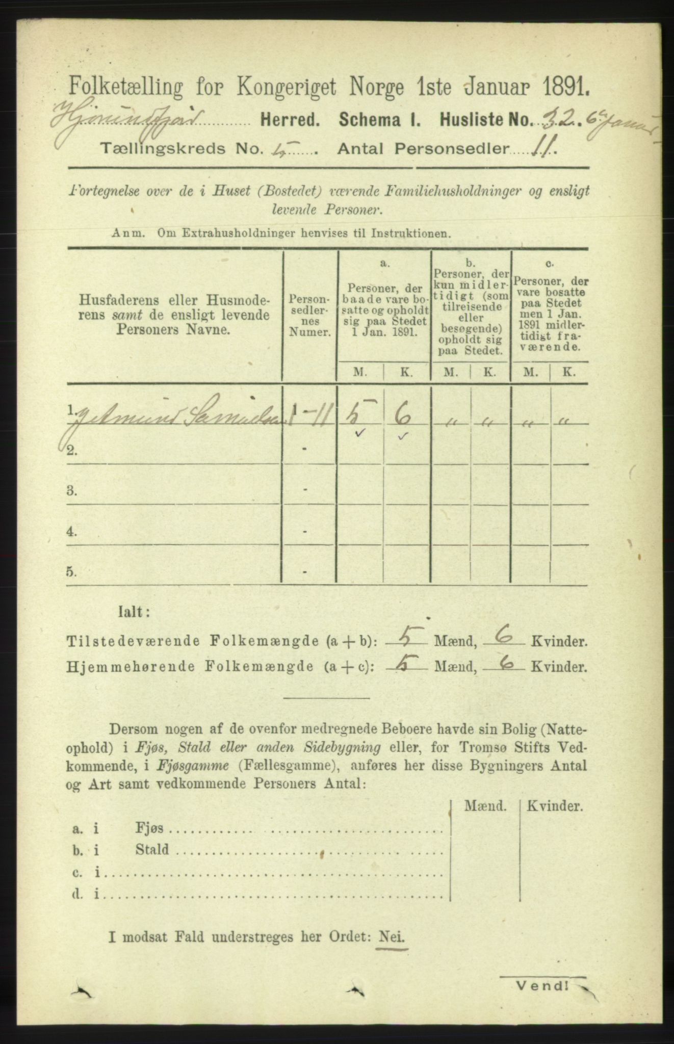 RA, 1891 census for 1522 Hjørundfjord, 1891, p. 888