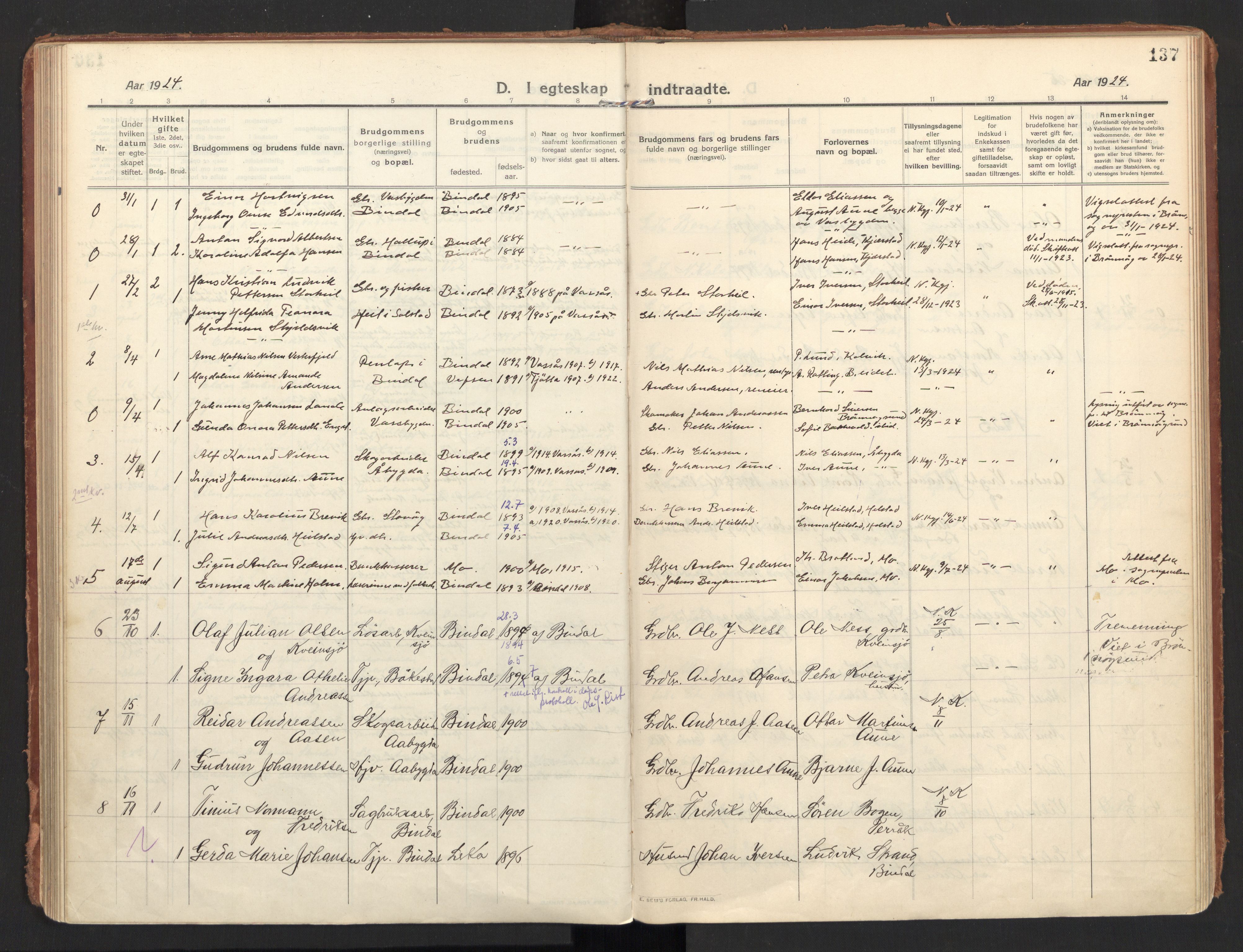 Ministerialprotokoller, klokkerbøker og fødselsregistre - Nordland, SAT/A-1459/810/L0156: Parish register (official) no. 810A15, 1915-1930, p. 137