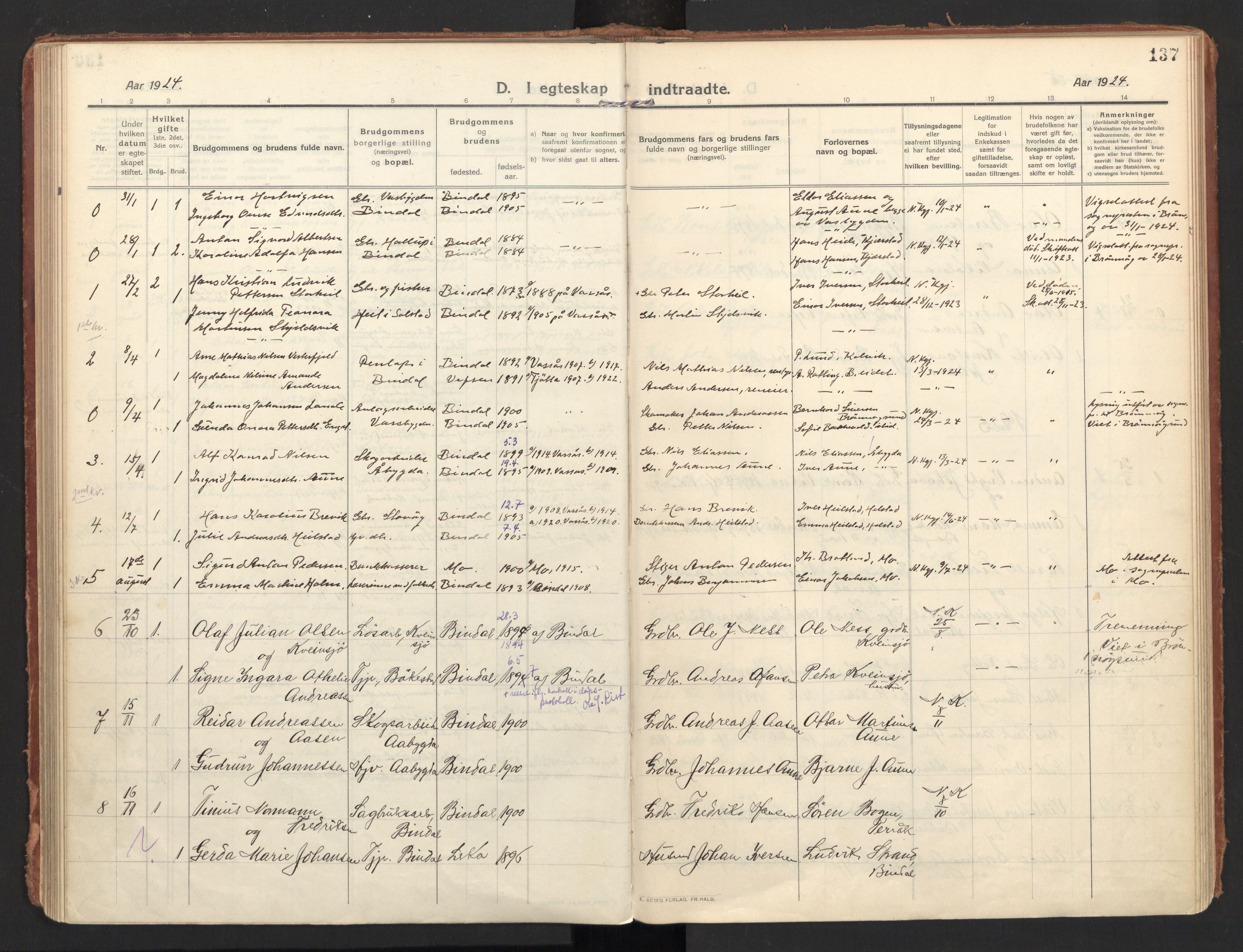 Ministerialprotokoller, klokkerbøker og fødselsregistre - Nordland, AV/SAT-A-1459/810/L0156: Parish register (official) no. 810A15, 1915-1930, p. 137