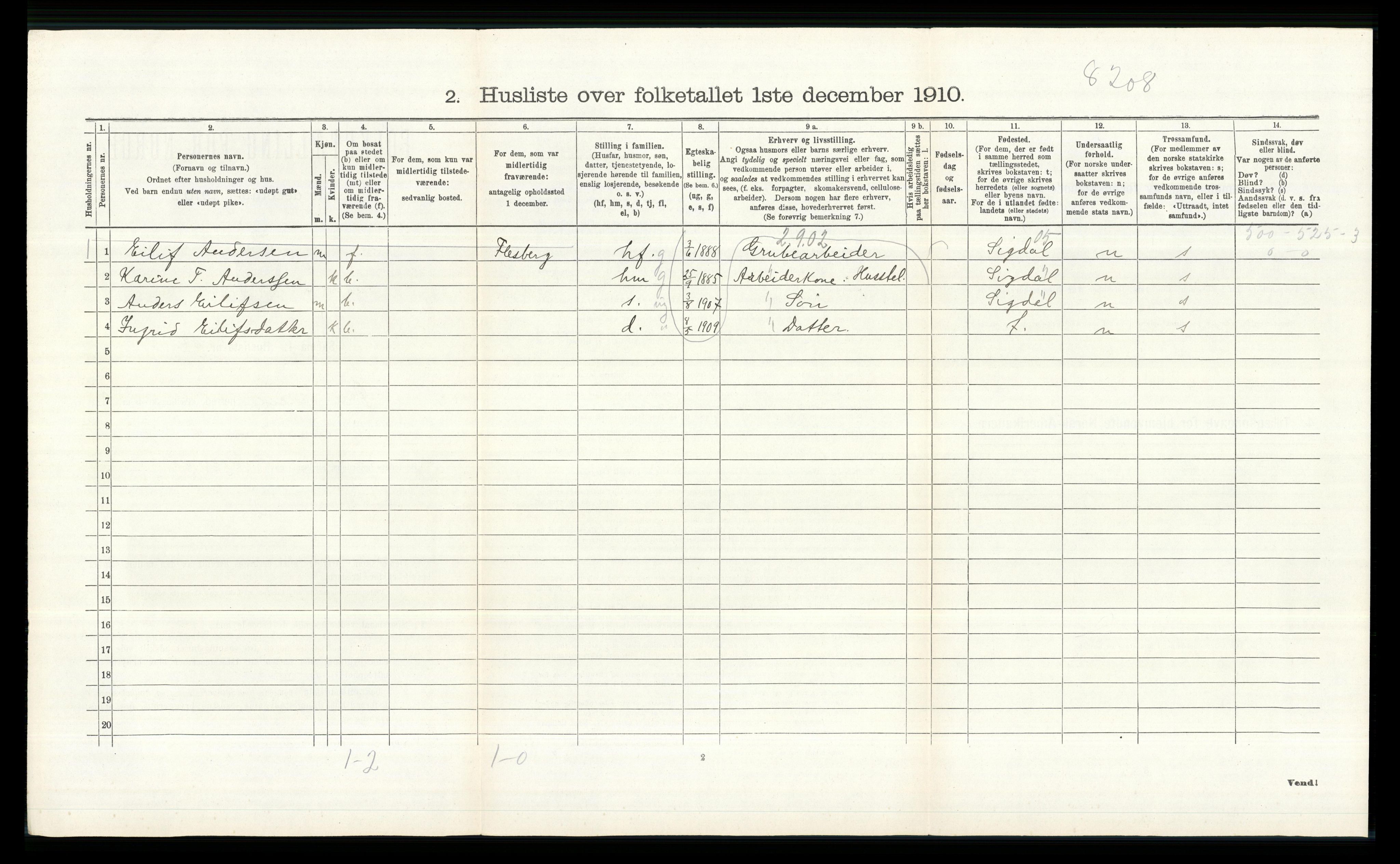 RA, 1910 census for Øvre Eiker, 1910, p. 1170