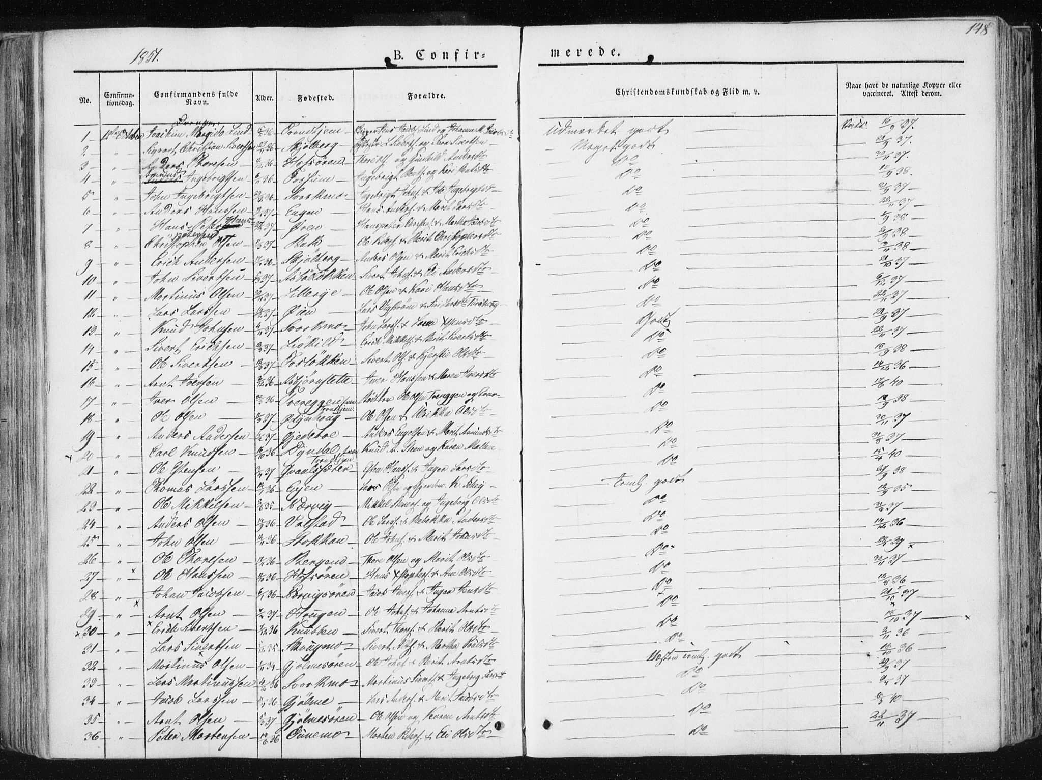 Ministerialprotokoller, klokkerbøker og fødselsregistre - Sør-Trøndelag, SAT/A-1456/668/L0805: Parish register (official) no. 668A05, 1840-1853, p. 148